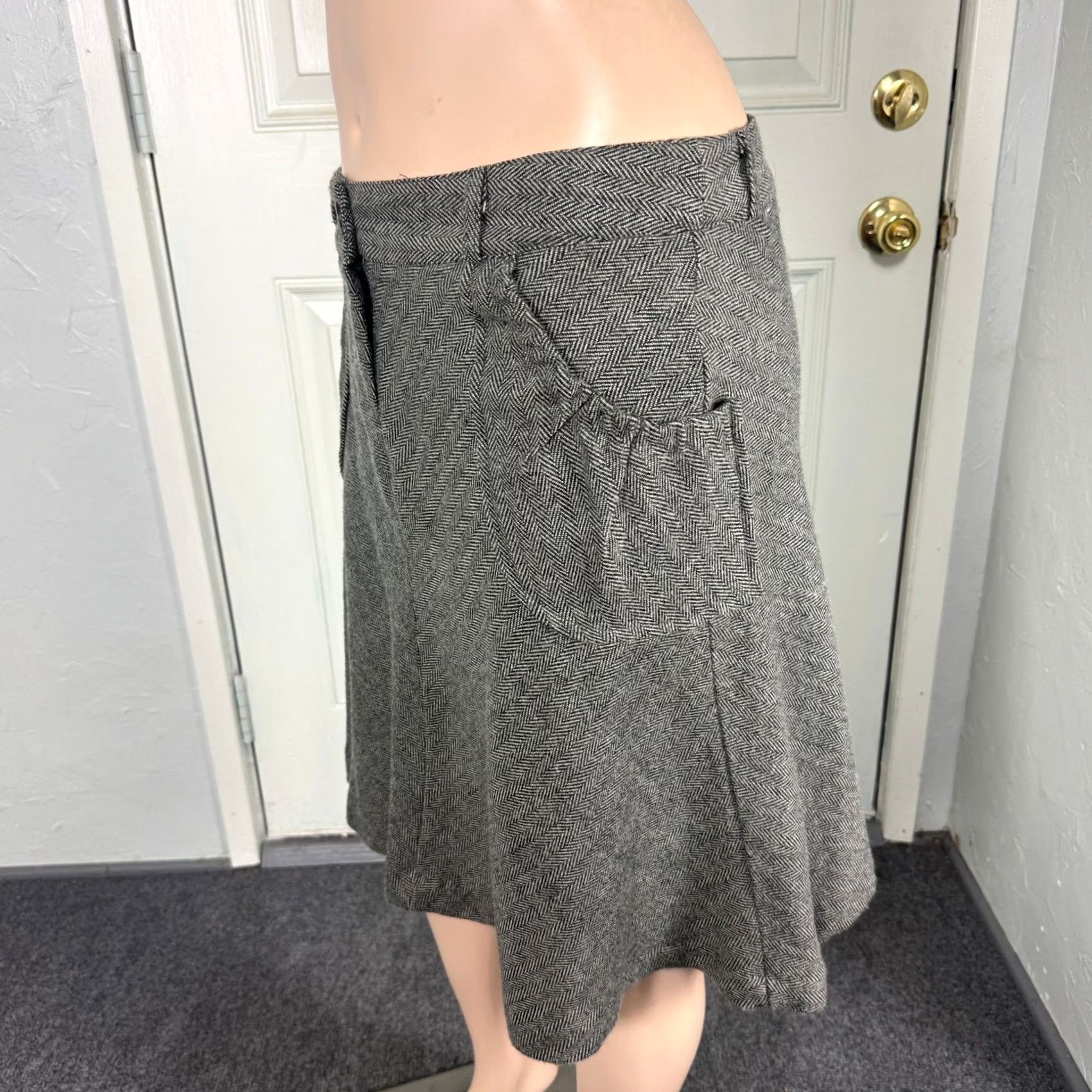 Forever 21 VINTAGE Forever 21 Women's Skirt Wool Blend A-line Gray Medium Pockets 1990s Casual Knit E4-19 Size 32" / US 10 / IT 46 - 2 Thumbnail