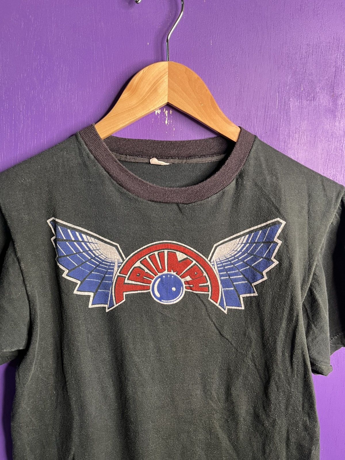 Band Tees × Vintage Vintage 70s Triumph bat wings logo t-shirt Size US M / EU 48-50 / 2 - 3 Thumbnail