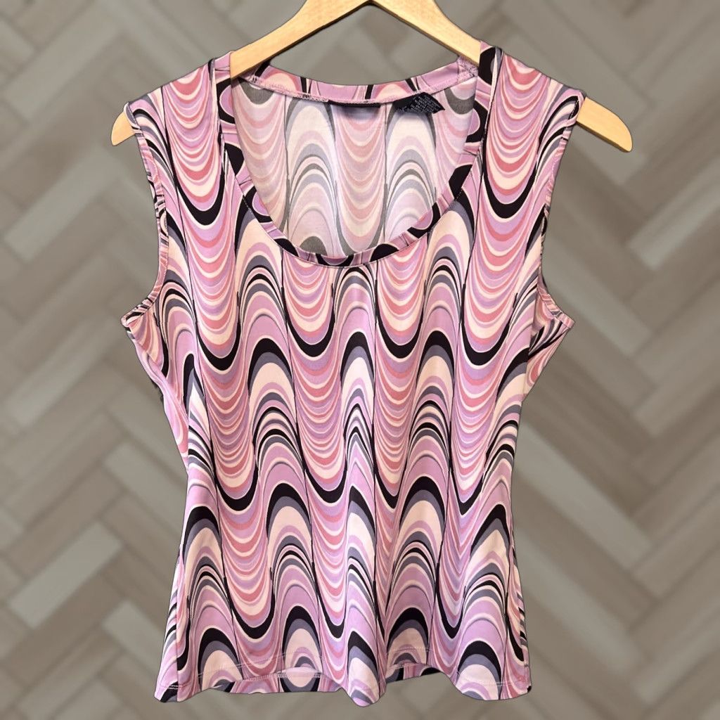 Vintage VINTAGE New York & Company Sleeveless Tank Top Womens Pink Purple Swirl 2000s Y2K Blouse S Size S / US 4 / IT 40 - 1 Thumbnail
