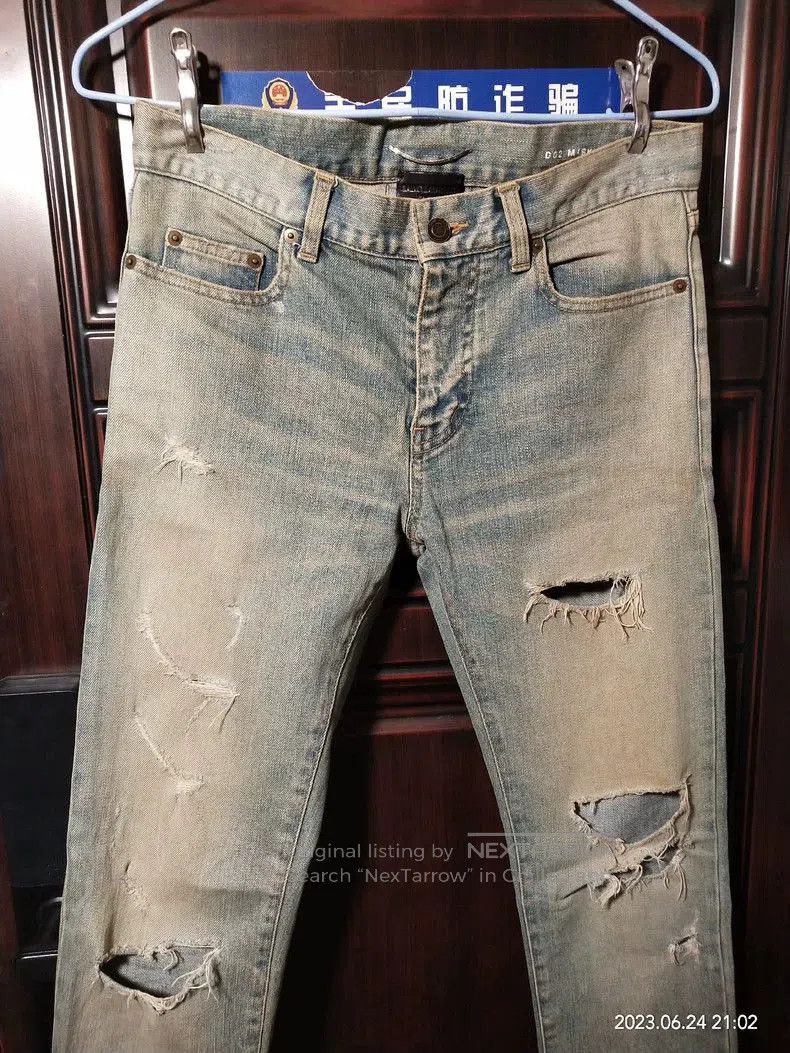 Saint Laurent Paris SLP 16 Distressed Blue Jeans Size 29. Size US 29 - 3 Thumbnail