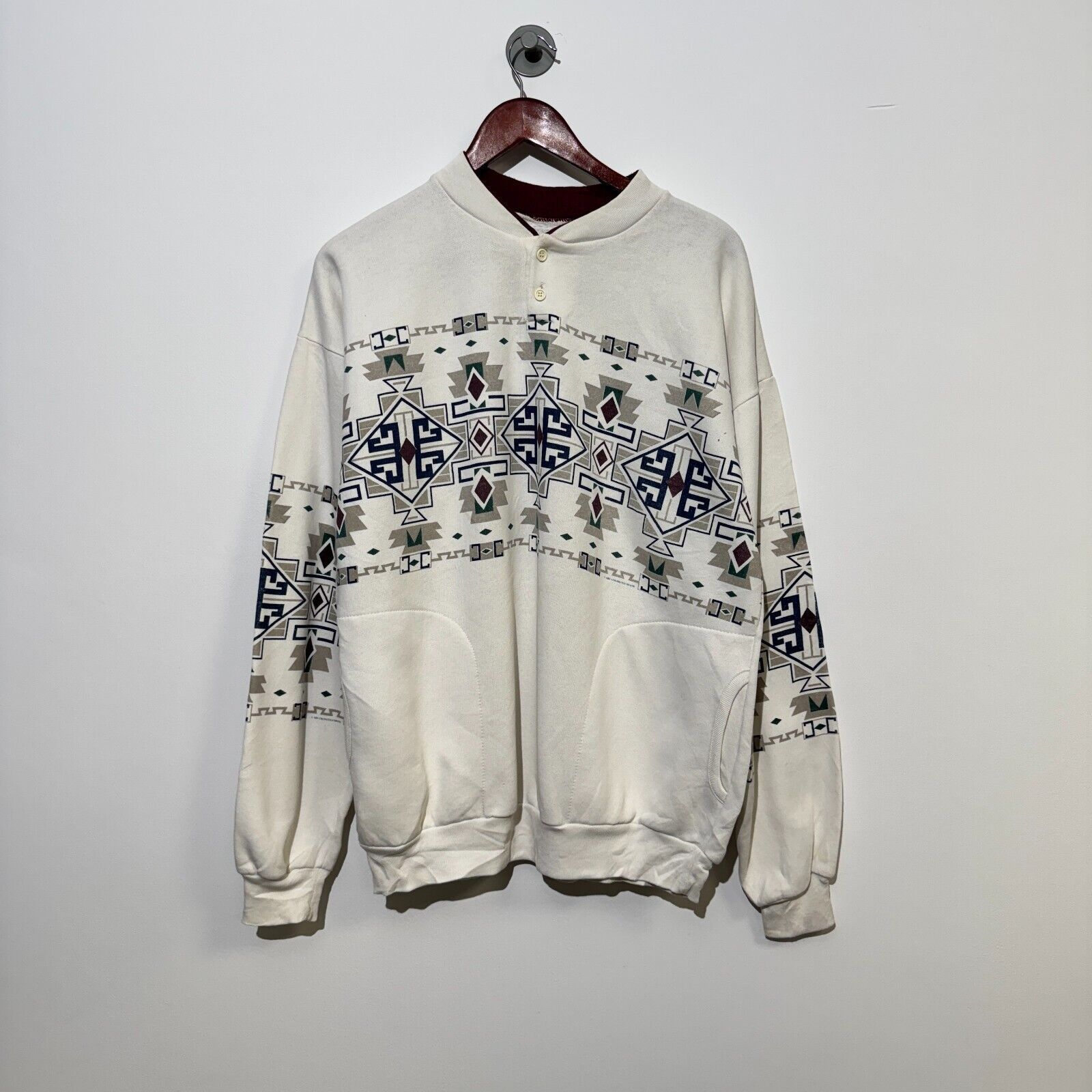 Vintage Vintage Unisex White Cotton Crewneck Size L Aztec 90s Y2k Size US L / EU 52-54 / 3 - 1 Thumbnail