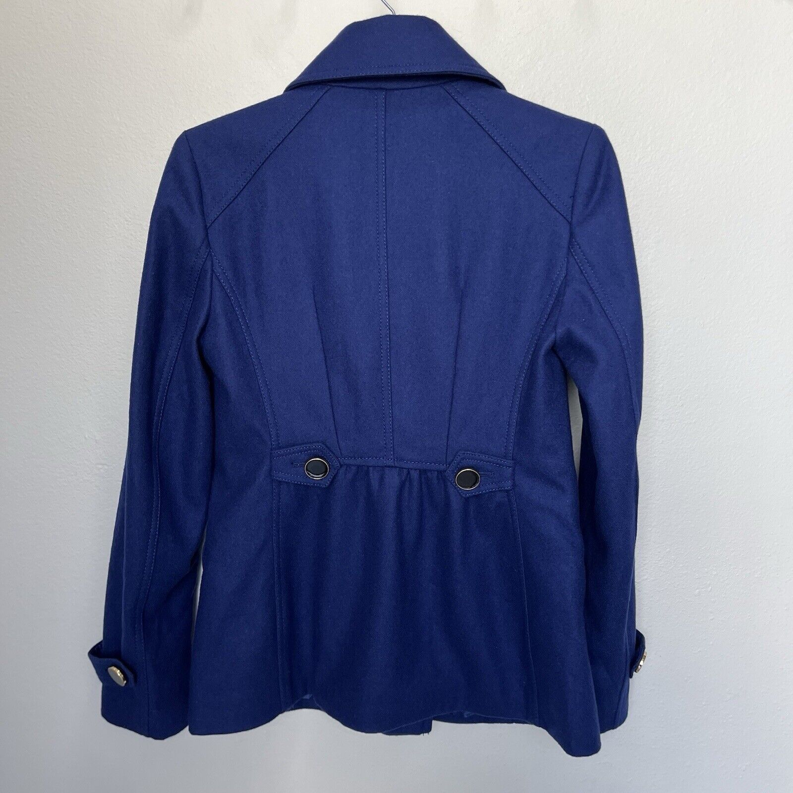 Express Express | Royal Blue Double Breasted Recycled Wool Pea Coat Size XS / US 0-2 / IT 36-38 - 5 Thumbnail