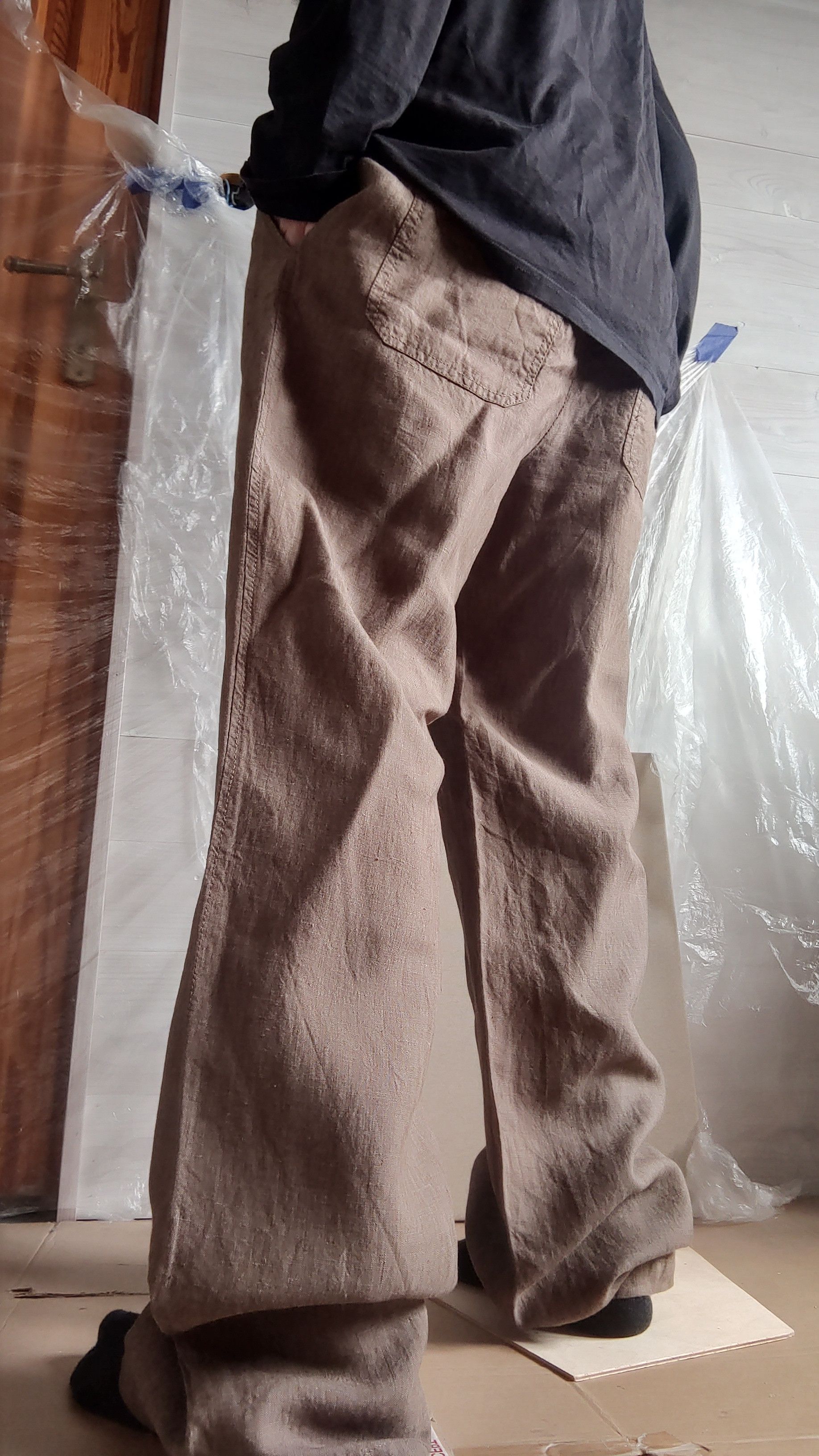 Vintage 100% Linen Pants Flared Baggy Minimalist y2k Vintage Size US 33 - 7 Thumbnail