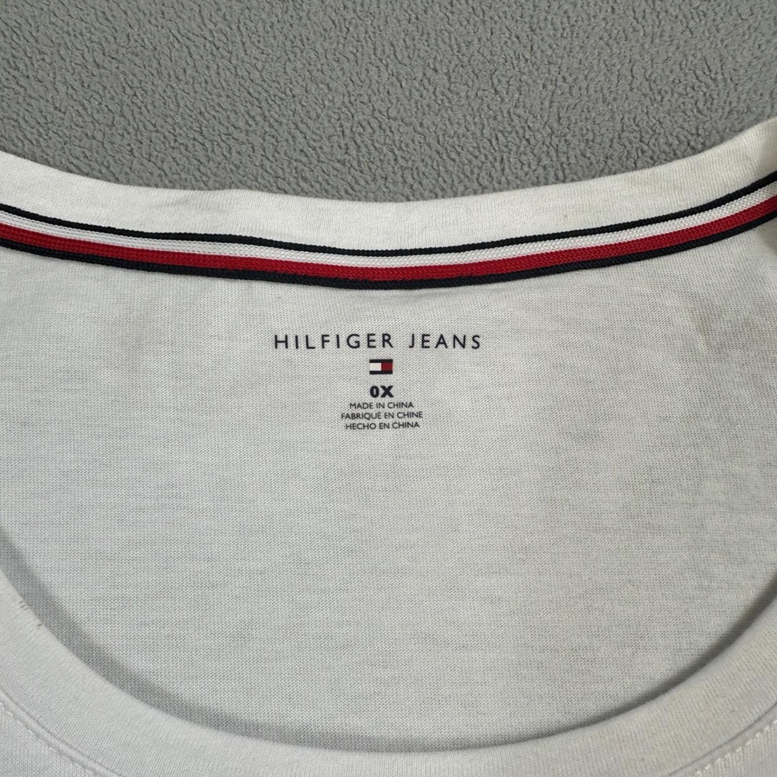 Tommy Hilfiger NWT Tommy Hilfiger Jeans Shirt 0X Womens White Graphic Tee Size L / US 10 / IT 46 - 3 Thumbnail