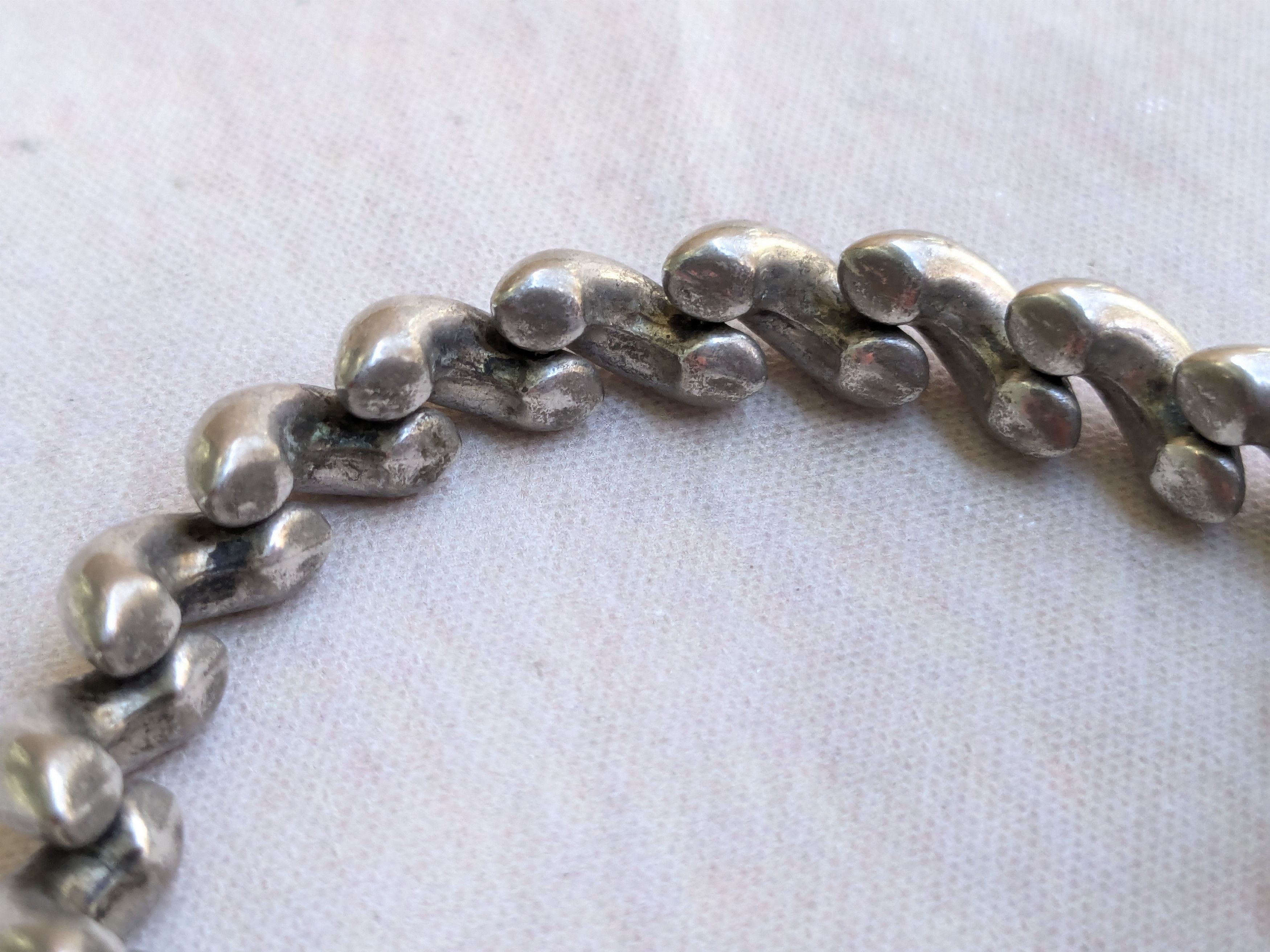 Vintage Vintage Sterling Silver Bracelet San Marcos Macaroni 7 Size ONE SIZE - 3 Thumbnail