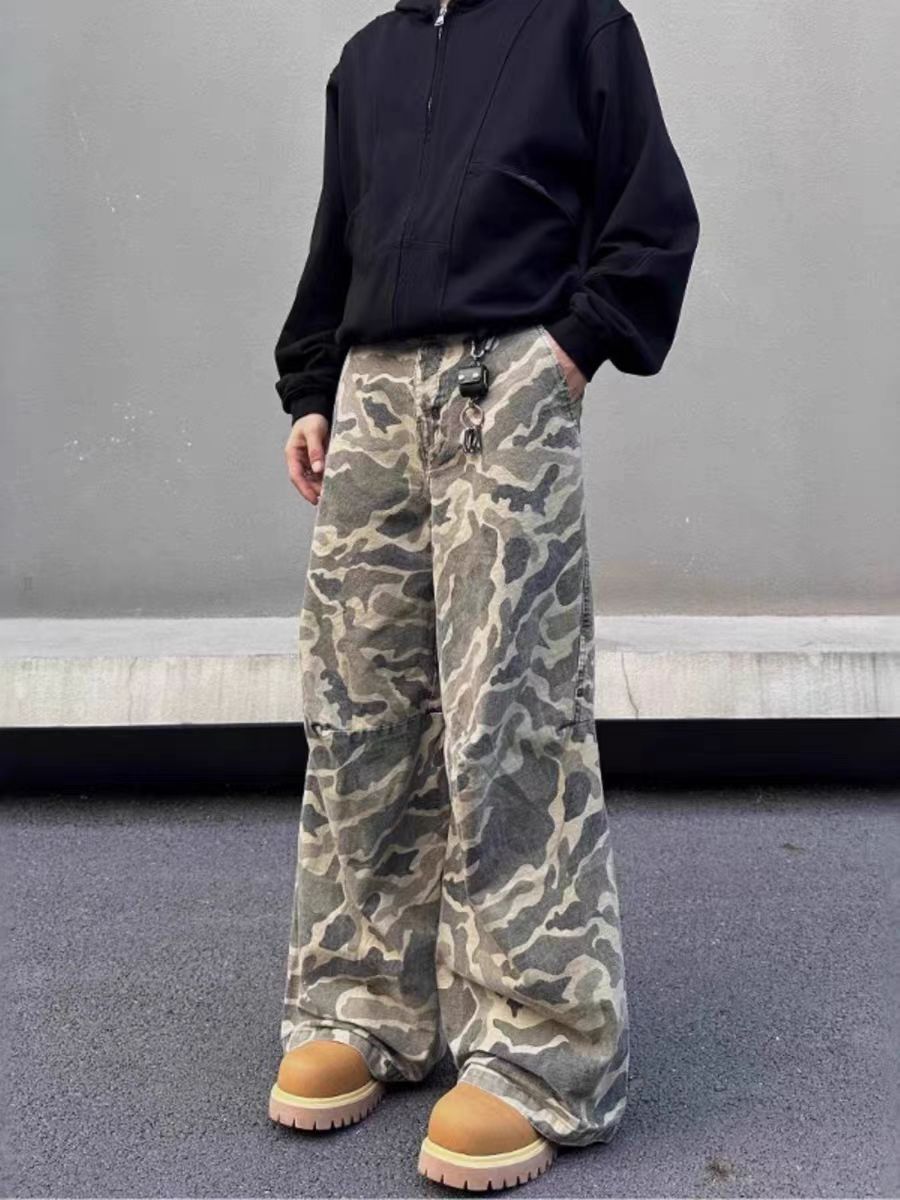 Japanese Brand × Vintage High street baggy micro flare vintage washed camo work pants Size US 34 / EU 50 - 2 Thumbnail
