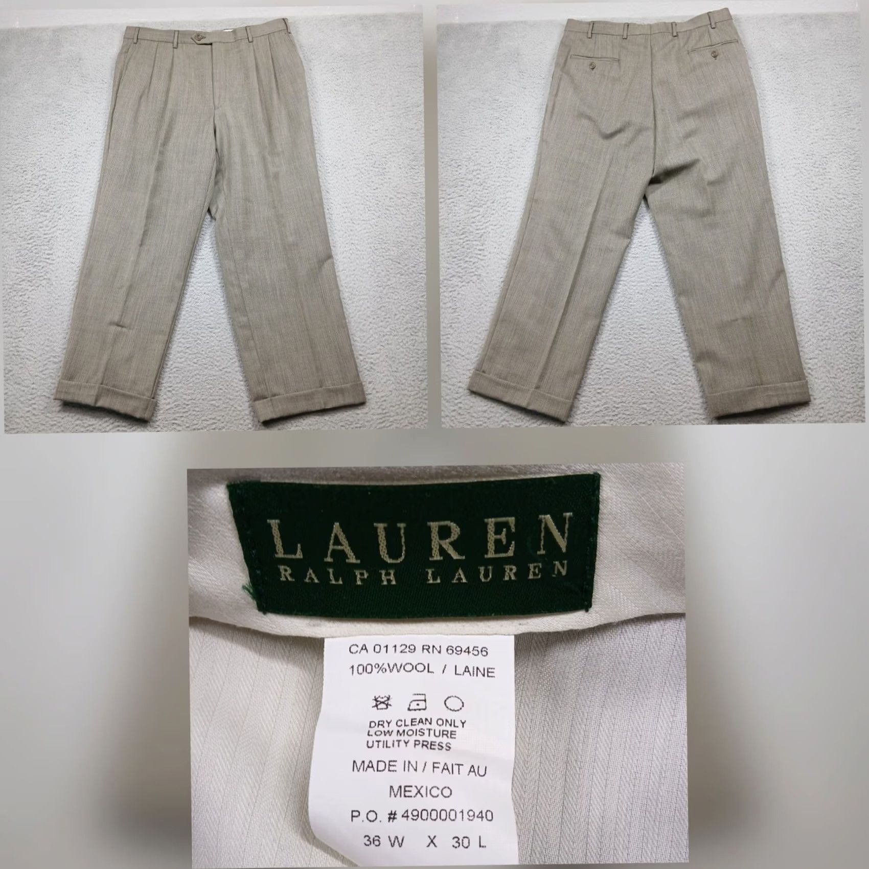 Ralph Lauren Lauren Ralph Lauren Wool Dress Pants Men 36x30 Tan Pleated Cuffed Size US 36 / EU 52 - 2 Thumbnail