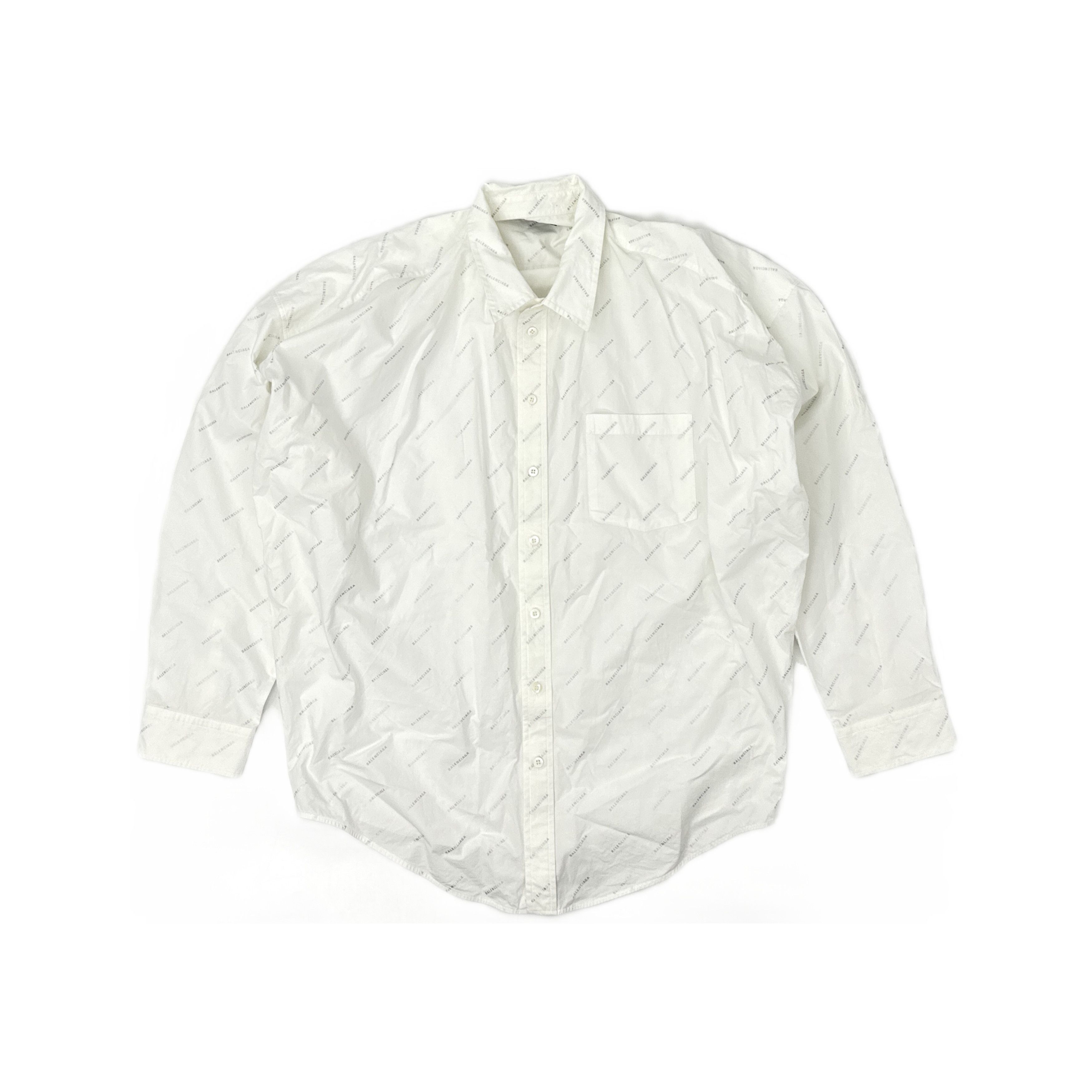 Balenciaga Balenciaga Logo Print Button Up Shirt Size M Size US XXS / EU 40 - 1 Thumbnail