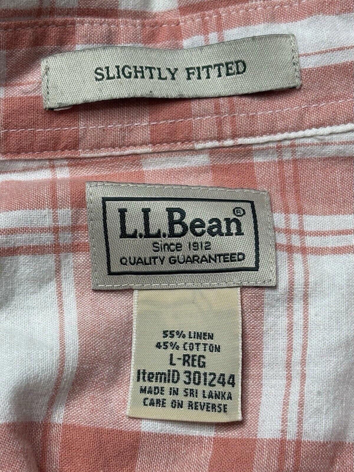 L.L. Bean LL Bean Shirt Men's Large Linen Cotton Plaid Button Pockets Size US L / EU 52-54 / 3 - 2 Thumbnail