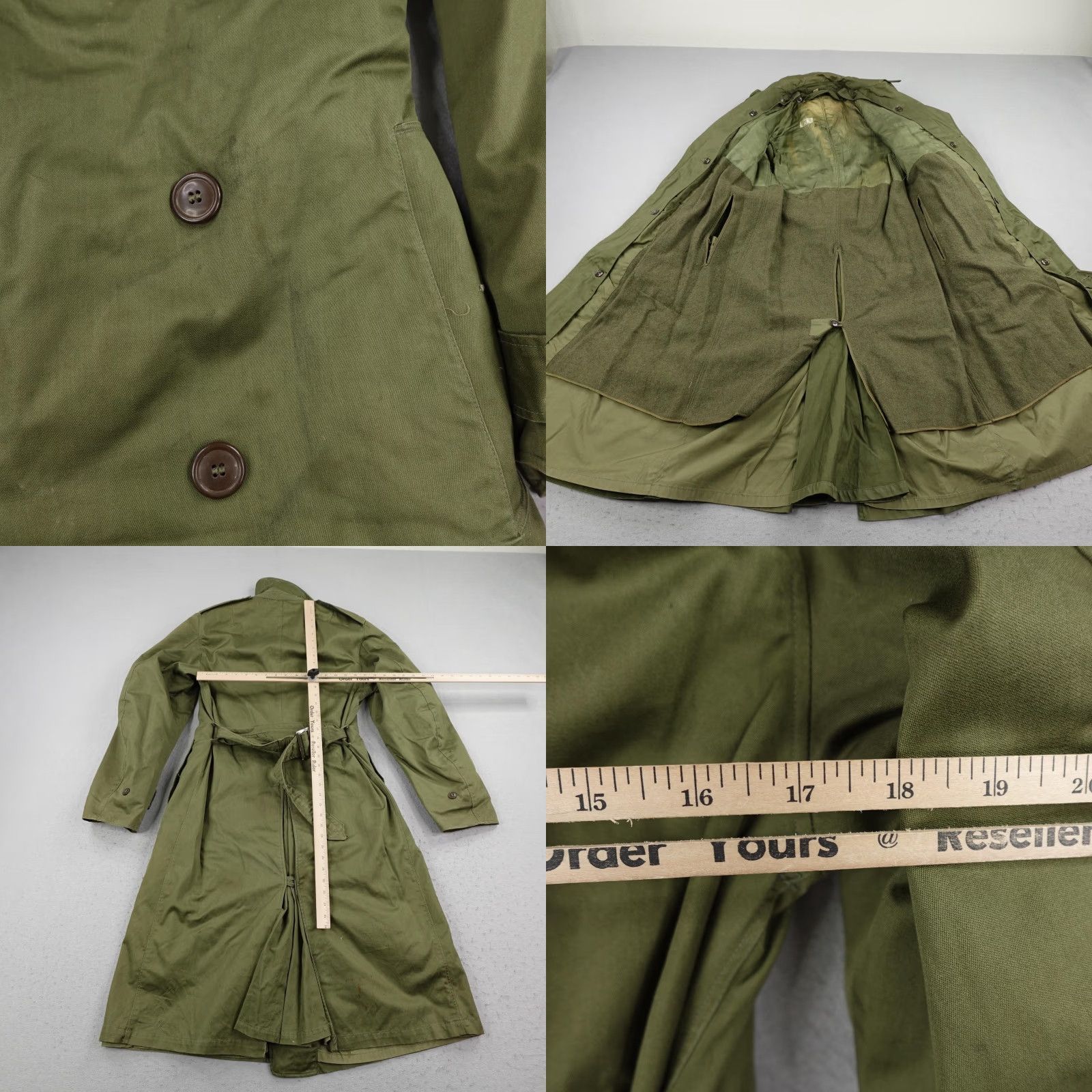 Vintage VINTAGE US Army Overcoat Small Long OG 107 Wool Liner Trench Coat Korean War 50s Size US S / EU 44-46 / 1 - 8 Thumbnail
