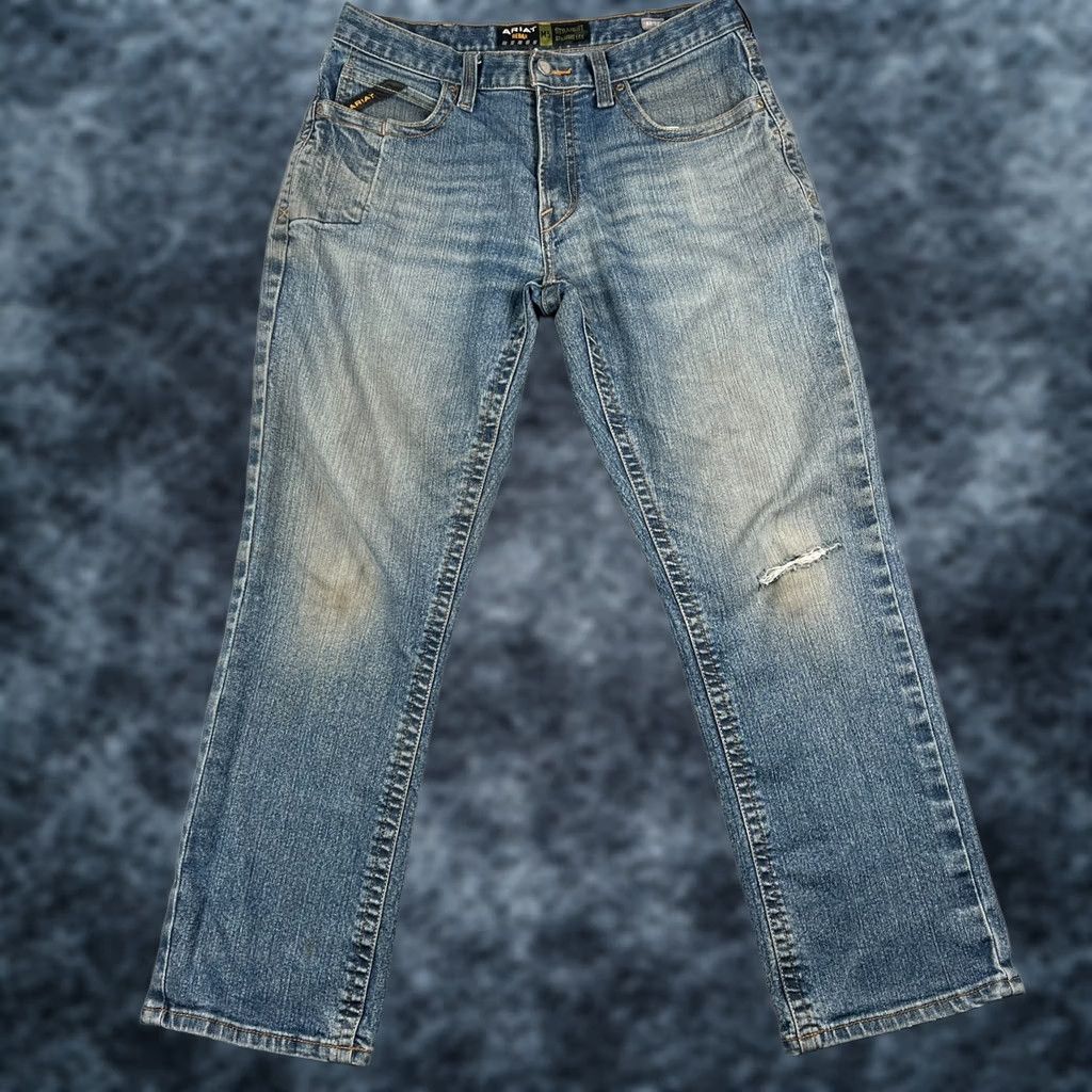 Ariat Ariat Rebar M5 Straight Jeans Stretch Denim 33x32 Mens Blue Western Pants Size US 33 - 1 Thumbnail