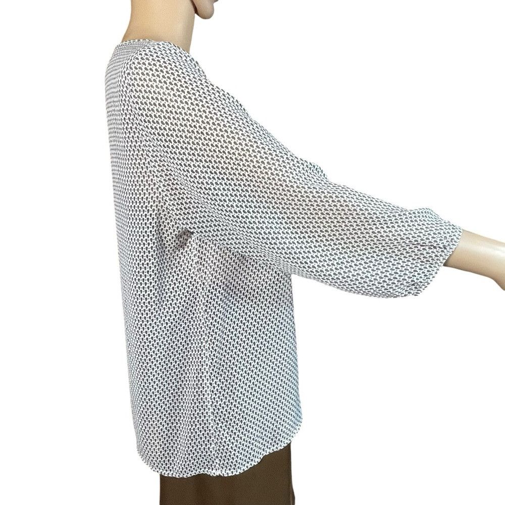 Other Skies Are Blue Front Pleated 3/4 Sleeve Chiffon Blouse Size Size M / US 6-8 / IT 42-44 - 3 Thumbnail
