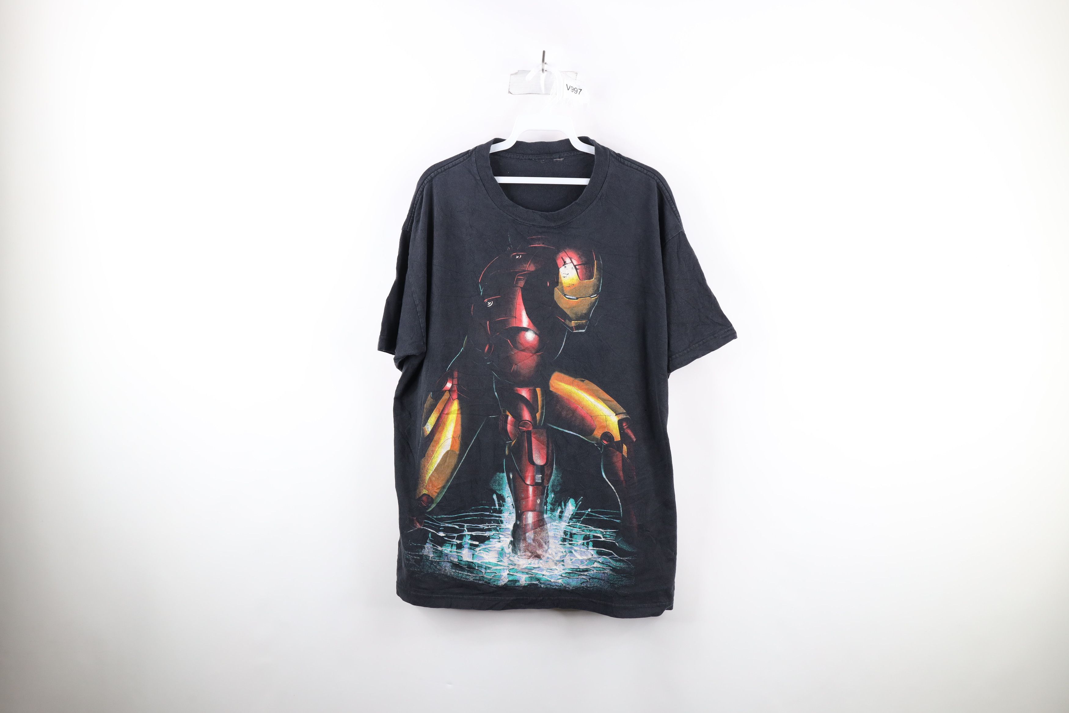 Vintage Y2K Marvel Comics Jumbo Print Iron Man T-Shirt Black