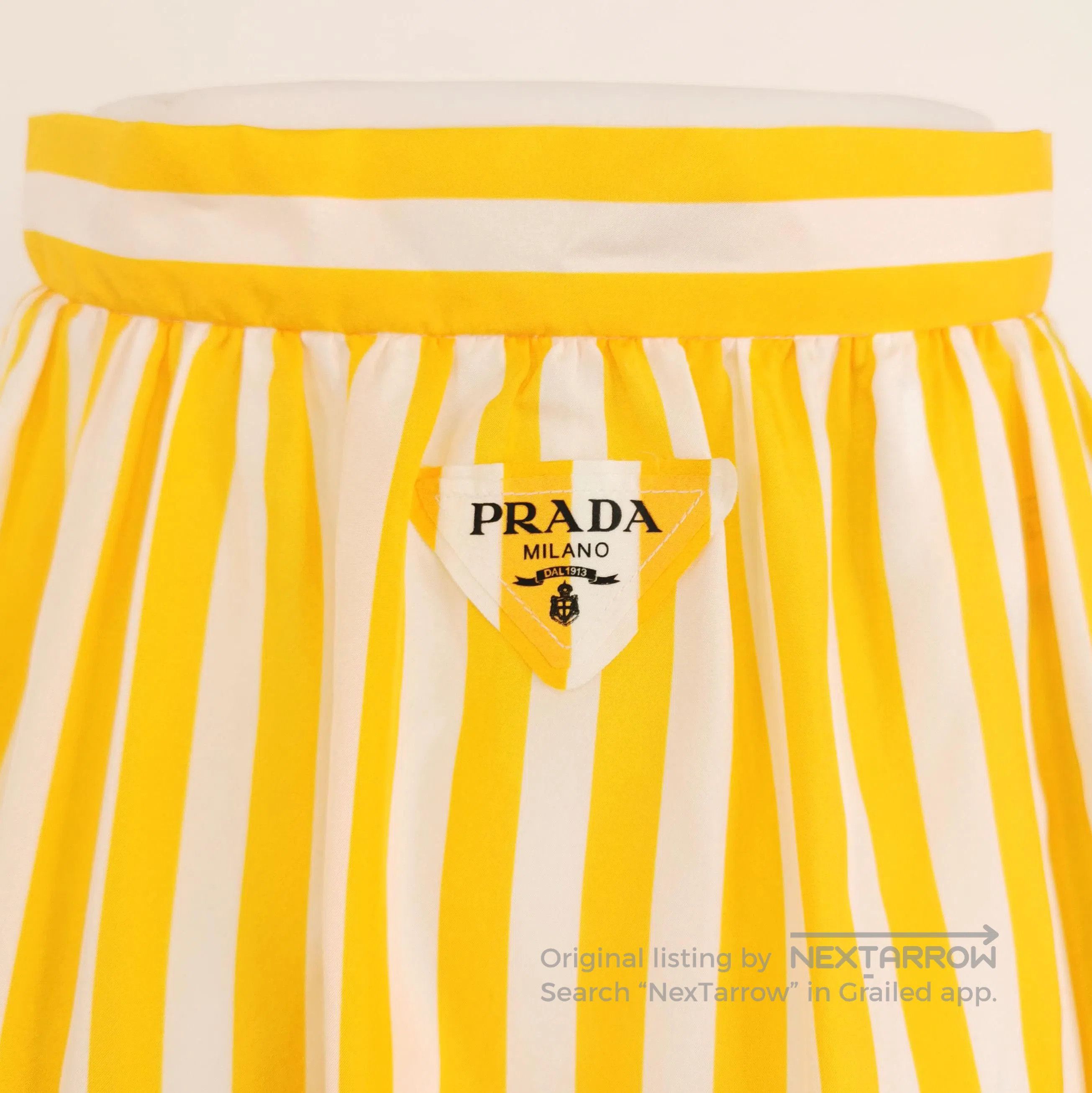 Prada Prada Striped Silk Midi Skirt with Logo . Size 35" - 2 Thumbnail