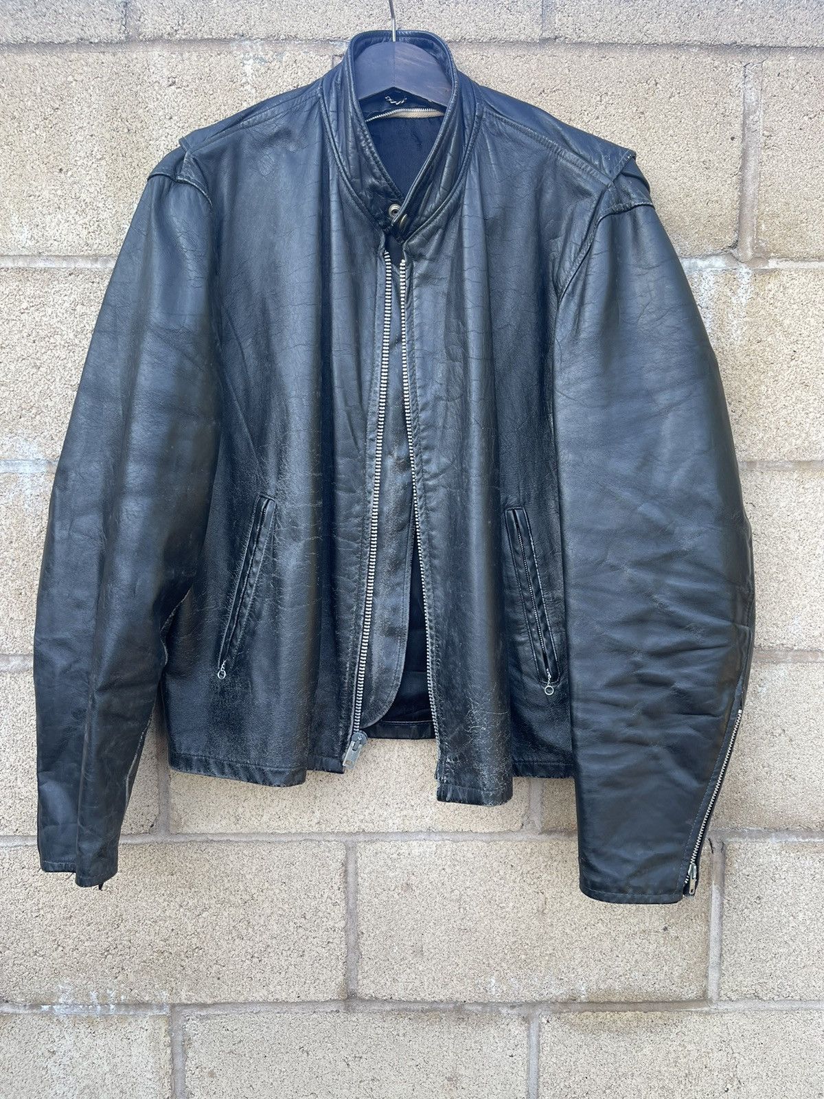 Vintage Vintage 80s Biker Leather Jacket Size US L / EU 52-54 / 3 - 1 Thumbnail