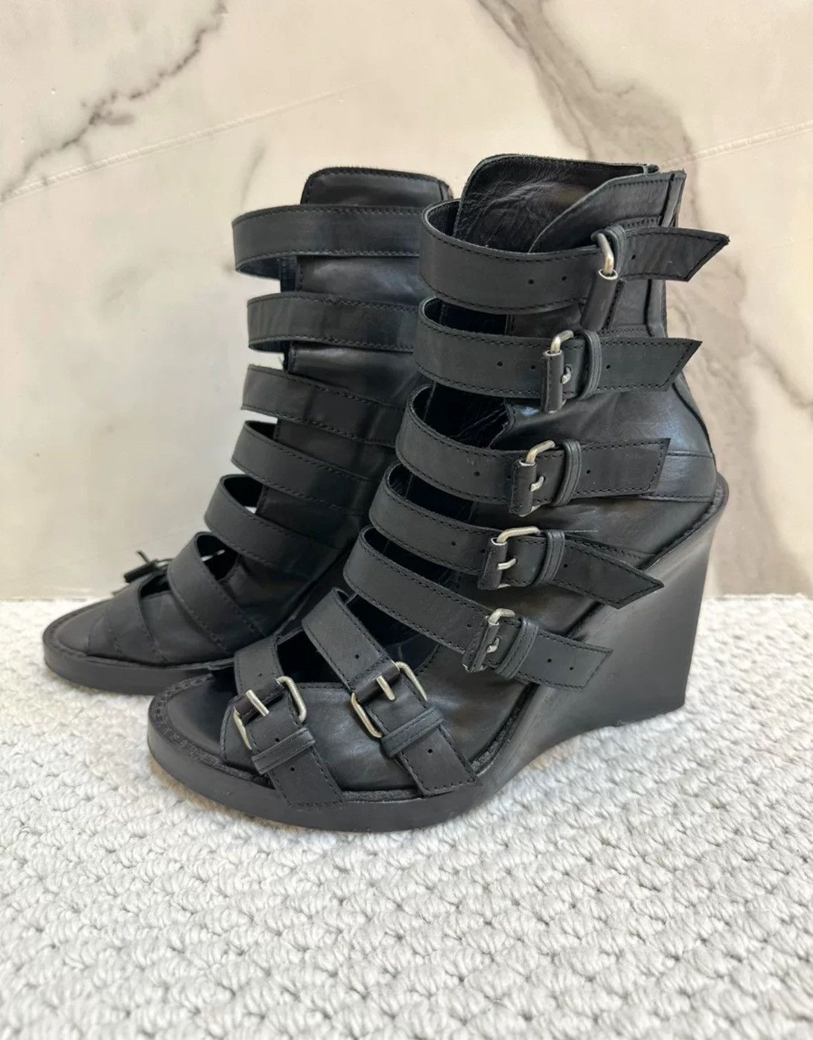 Ann Demeulemeester ann demeulemeester punk goth gladiator wedge sandals Size US 5 / IT 35 - 2 Thumbnail