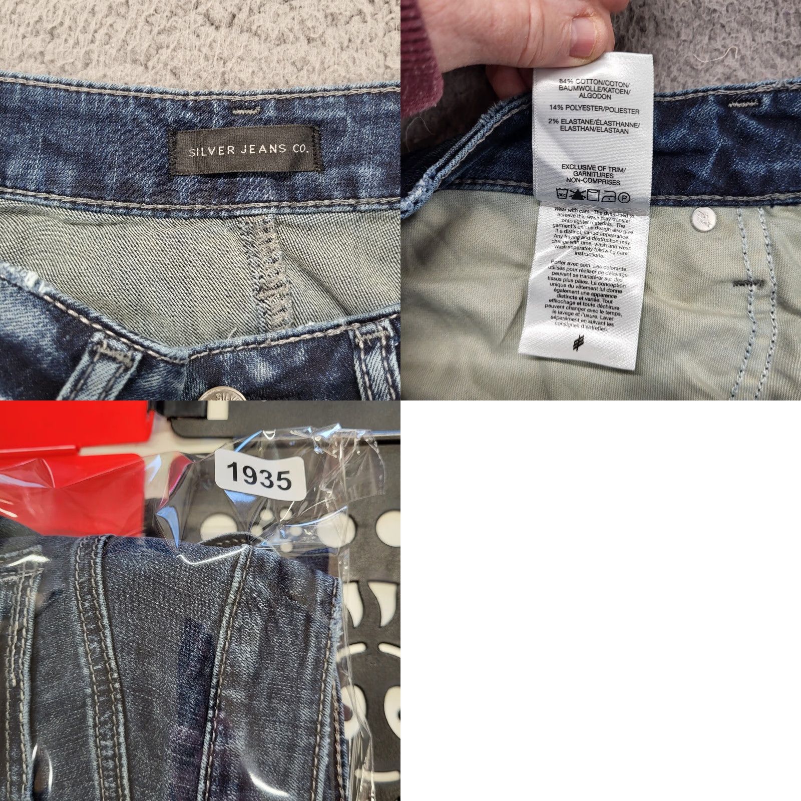 Silver Jeans Co. Silver Jeans Womens 28/29L Boyfriend Jeans Dark Wash Faded Whiskered Blue Denim Size 28" / US 6 / IT 42 - 9 Thumbnail
