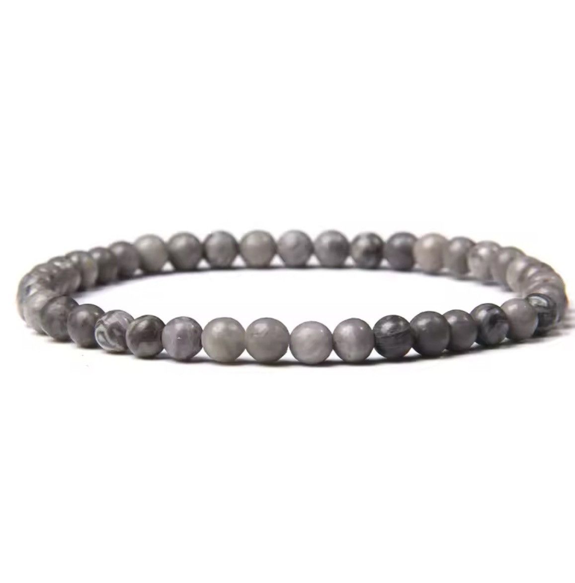 Jewelry Grey 4MM Reiki Natural Stone Beads Bracelet Size ONE SIZE - 2 Thumbnail