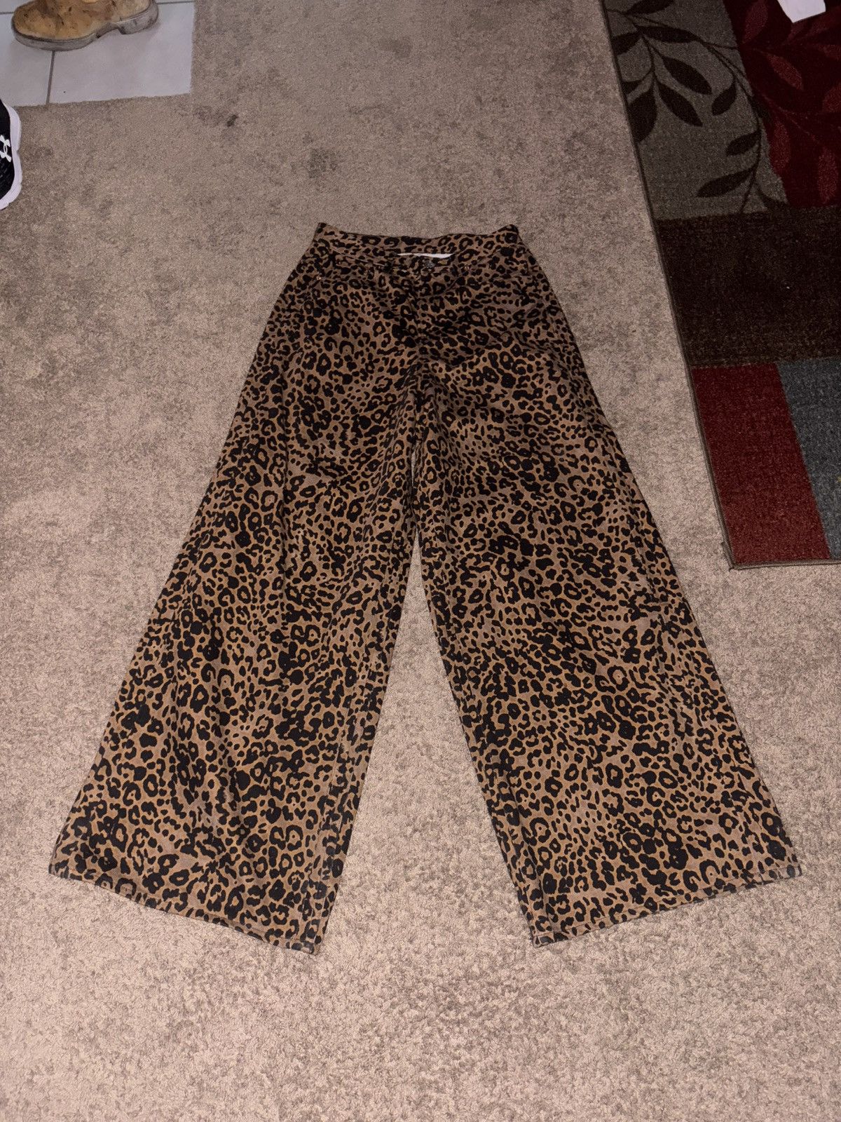 Designer × Vetements Vetements Wide Leg Leopard Print Demin Size US 31 - 1 Thumbnail