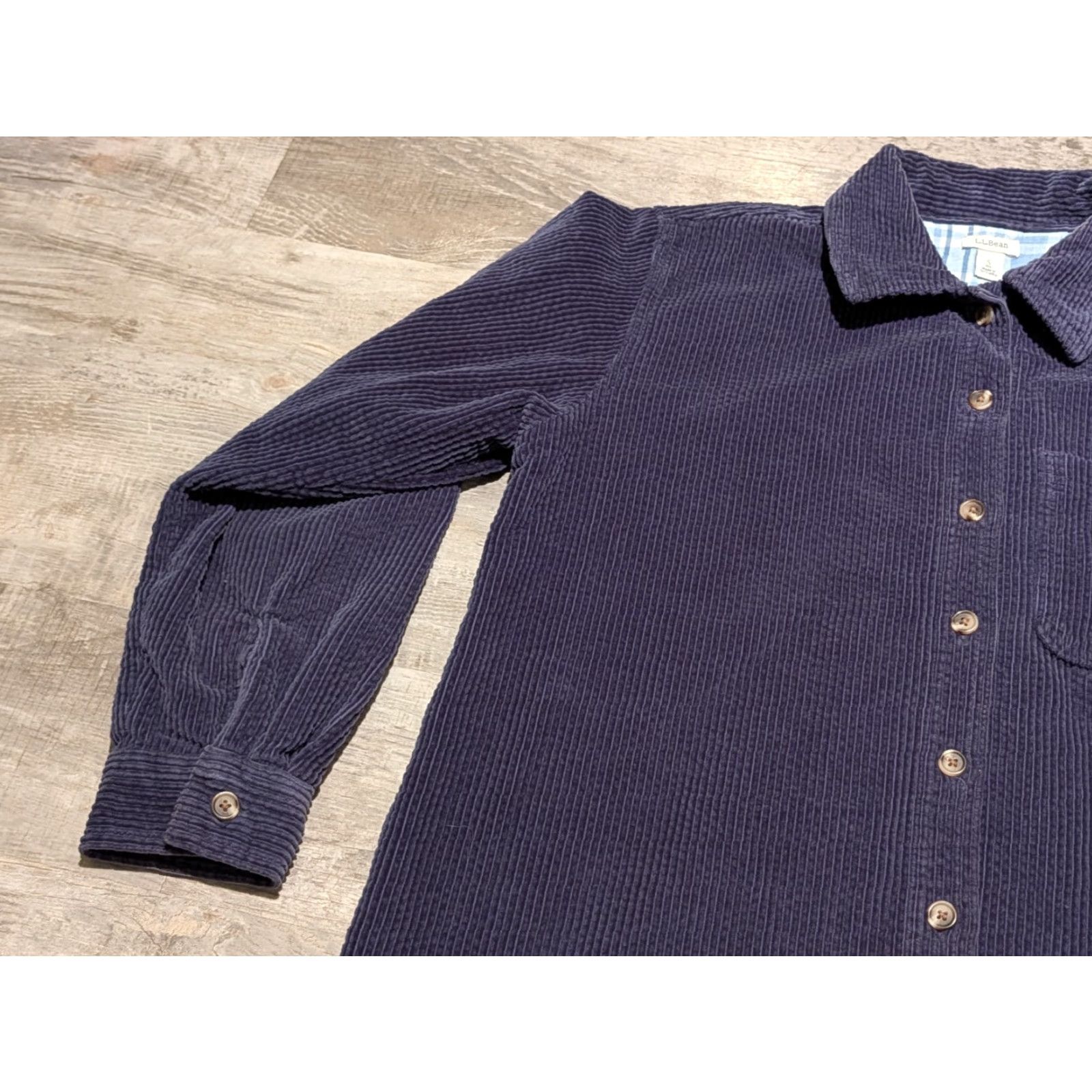 Vintage VINTAGE L.L. Bean Corduroy Shirt Jacket Womens Small Blue Plaid Flannel Lined Shacket Size S / US 4 / IT 40 - 4 Thumbnail