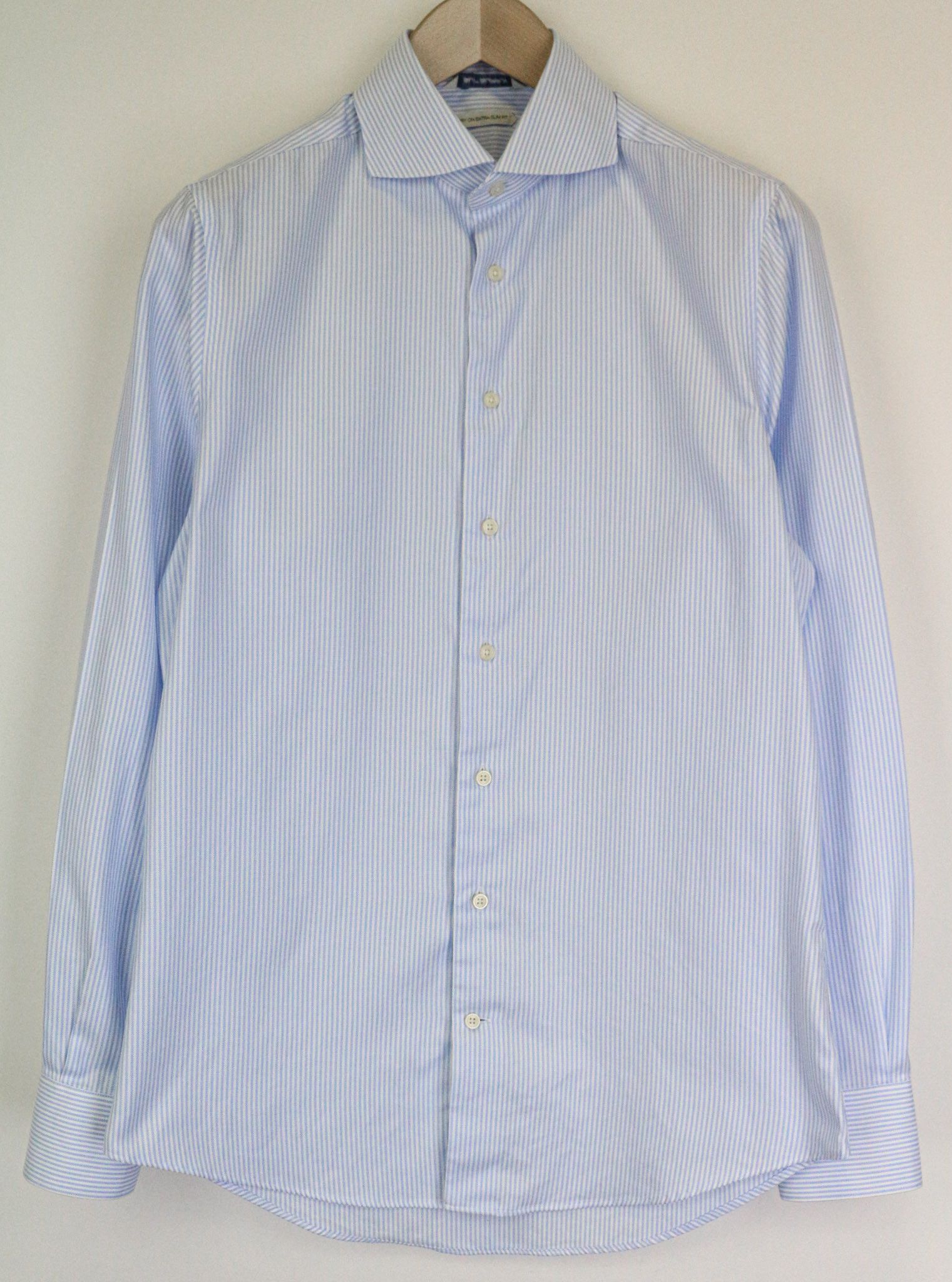 Suitsupply 39/15 1/2 Extra Slim Blue Cotton Cutaway Shirt 76703 Size 40R - 1 Thumbnail