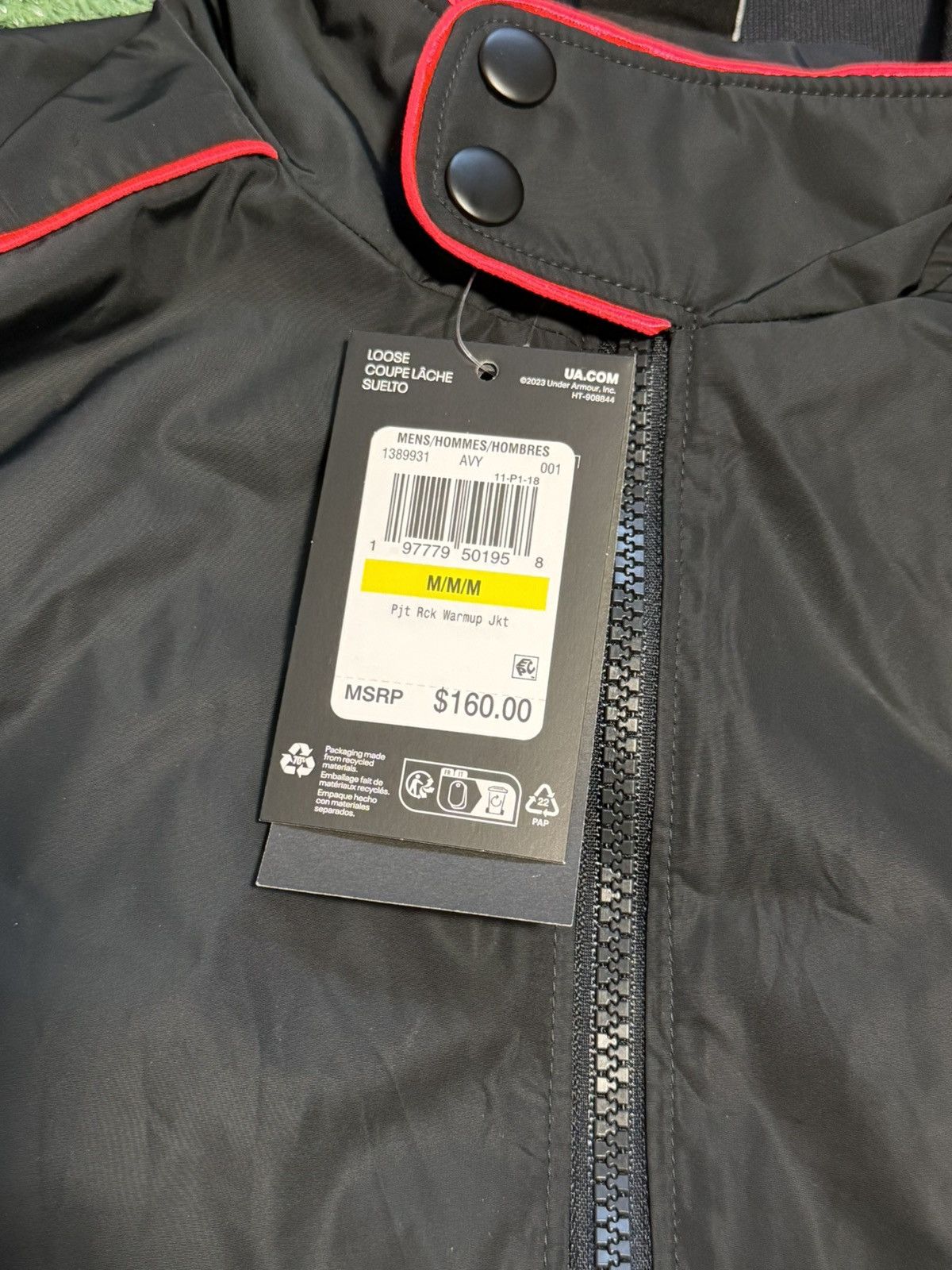 Under Armour UA Project Rock Warmup Jacket Mens Size L Black Drivers Seat Size US M / EU 48-50 / 2 - 2 Thumbnail