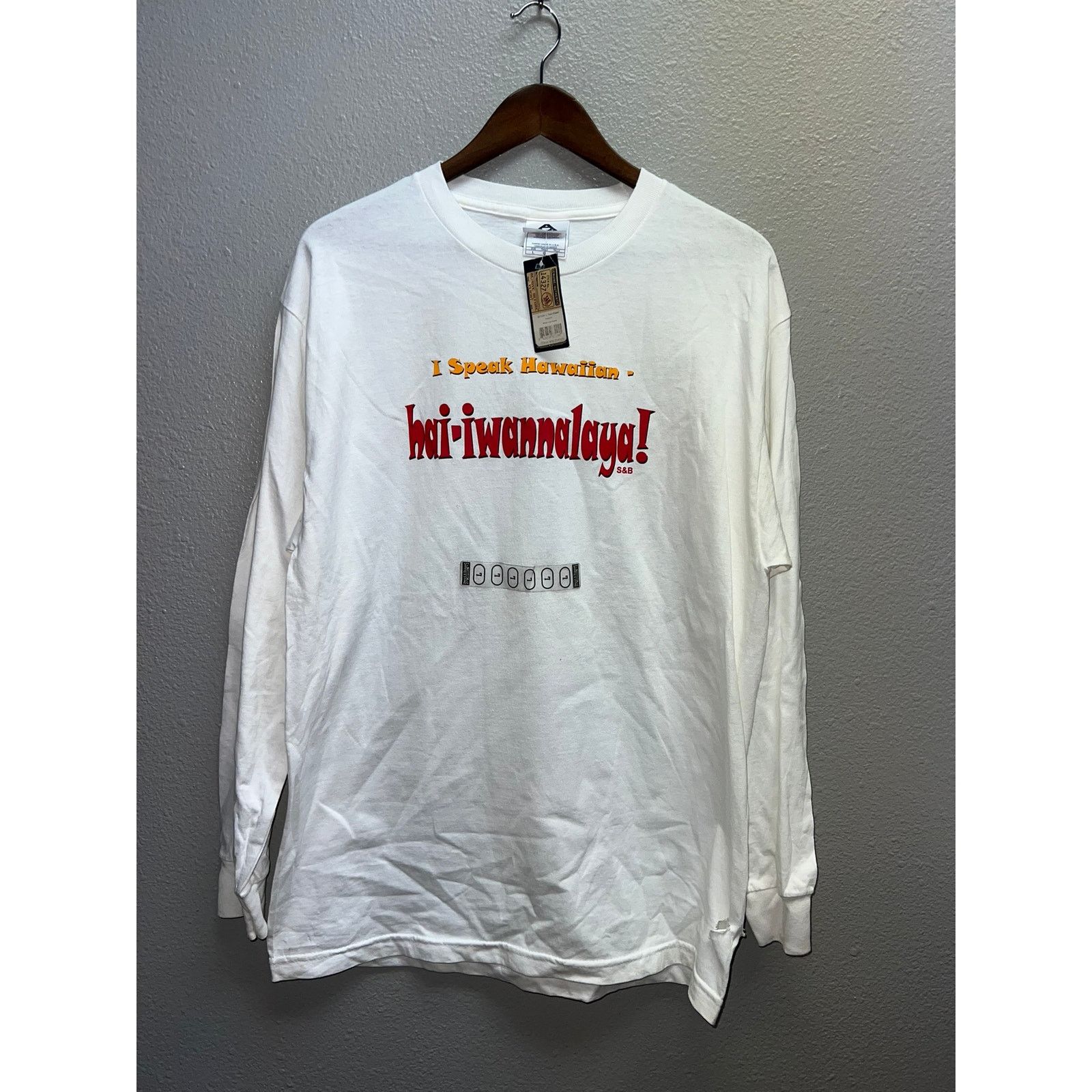Alstyle Vintage Hawaii Shirt I Speak Hawaiian Long Sleeve Tee HOLE Size US L / EU 52-54 / 3 - 1 Thumbnail