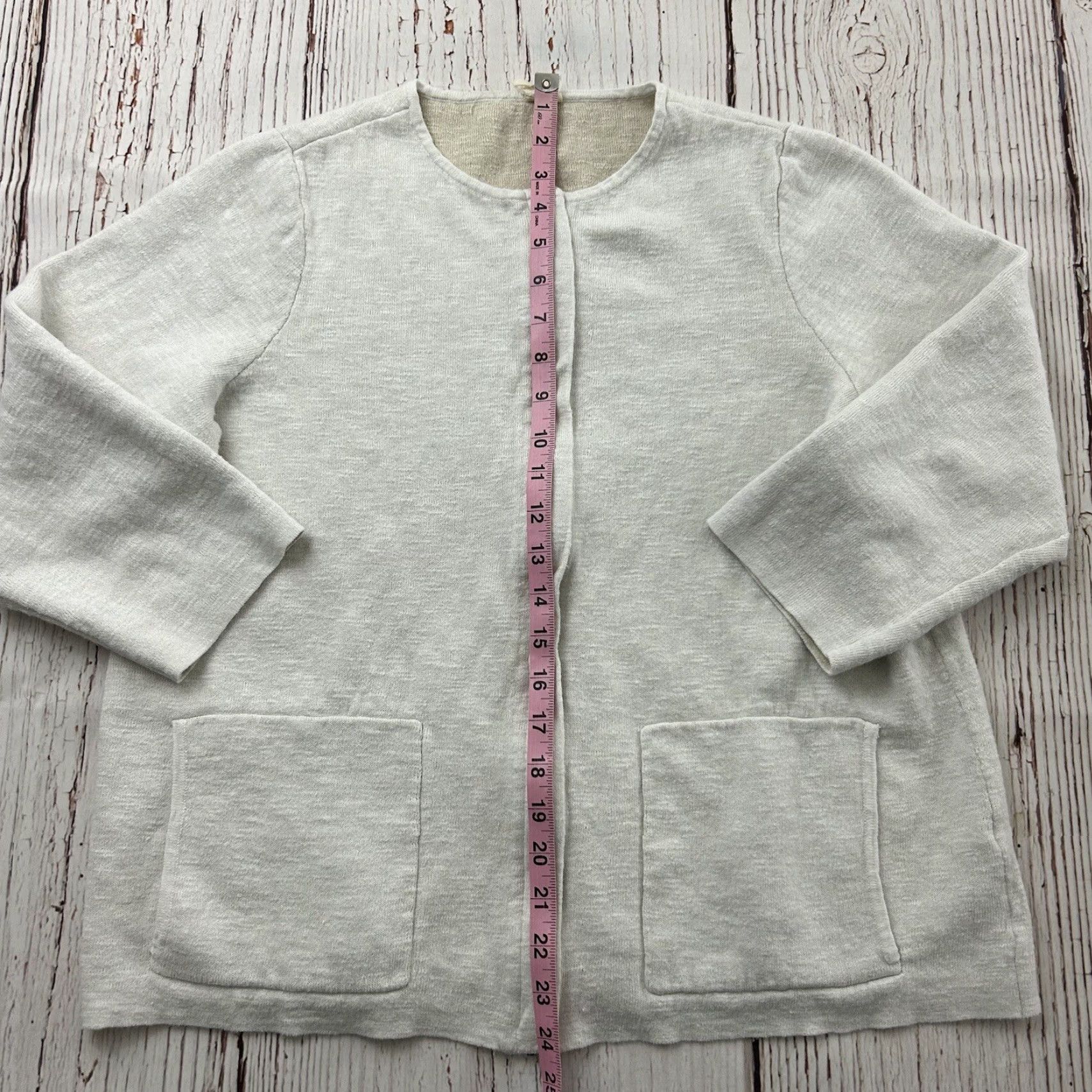 Eileen Fisher Eileen Fisher Jacket Women's L Ivory Full Zip 3/4 Sleeve Cotton Nylon Size L / US 10 / IT 46 - 3 Thumbnail