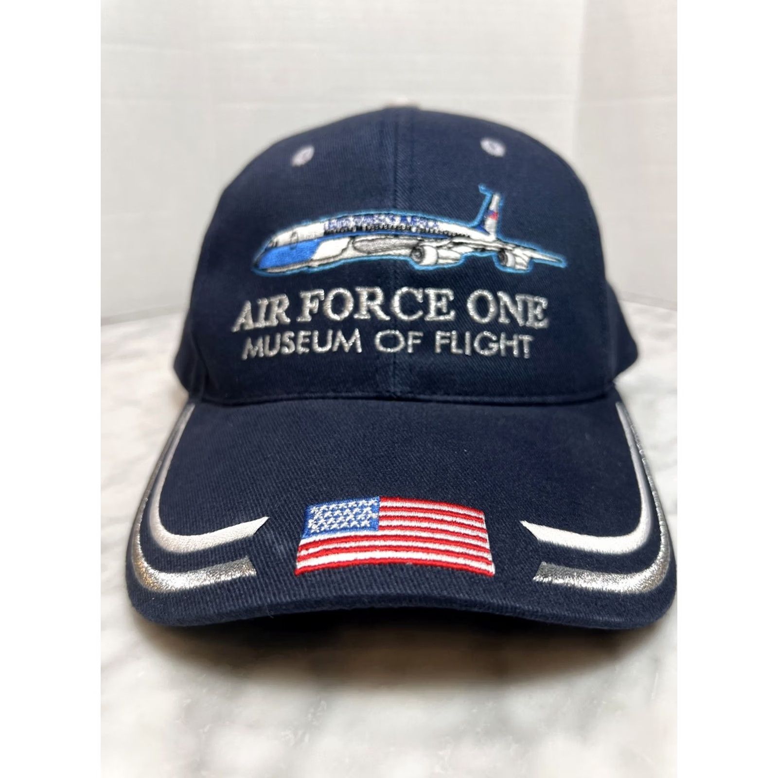 Vintage VINTAGE Air Force One Museum Of Flight Hat Strapback West Coast Novelty Flag Metallic Mens Size ONE SIZE - 7 Thumbnail