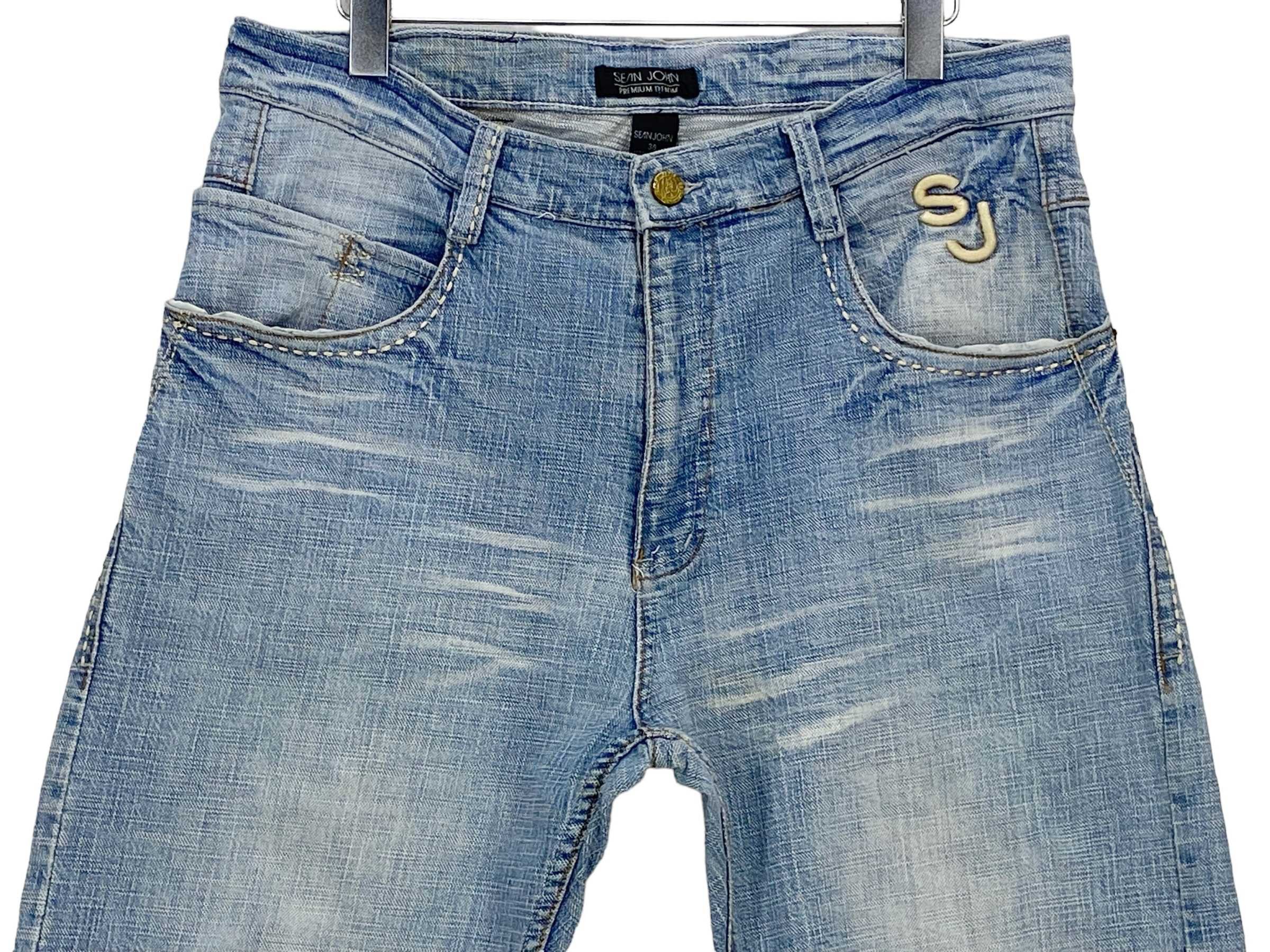 Sean John Sean John Baggy Denim Jeans Embroided Logo Jeans Hip Hop Size US 35 - 3 Thumbnail