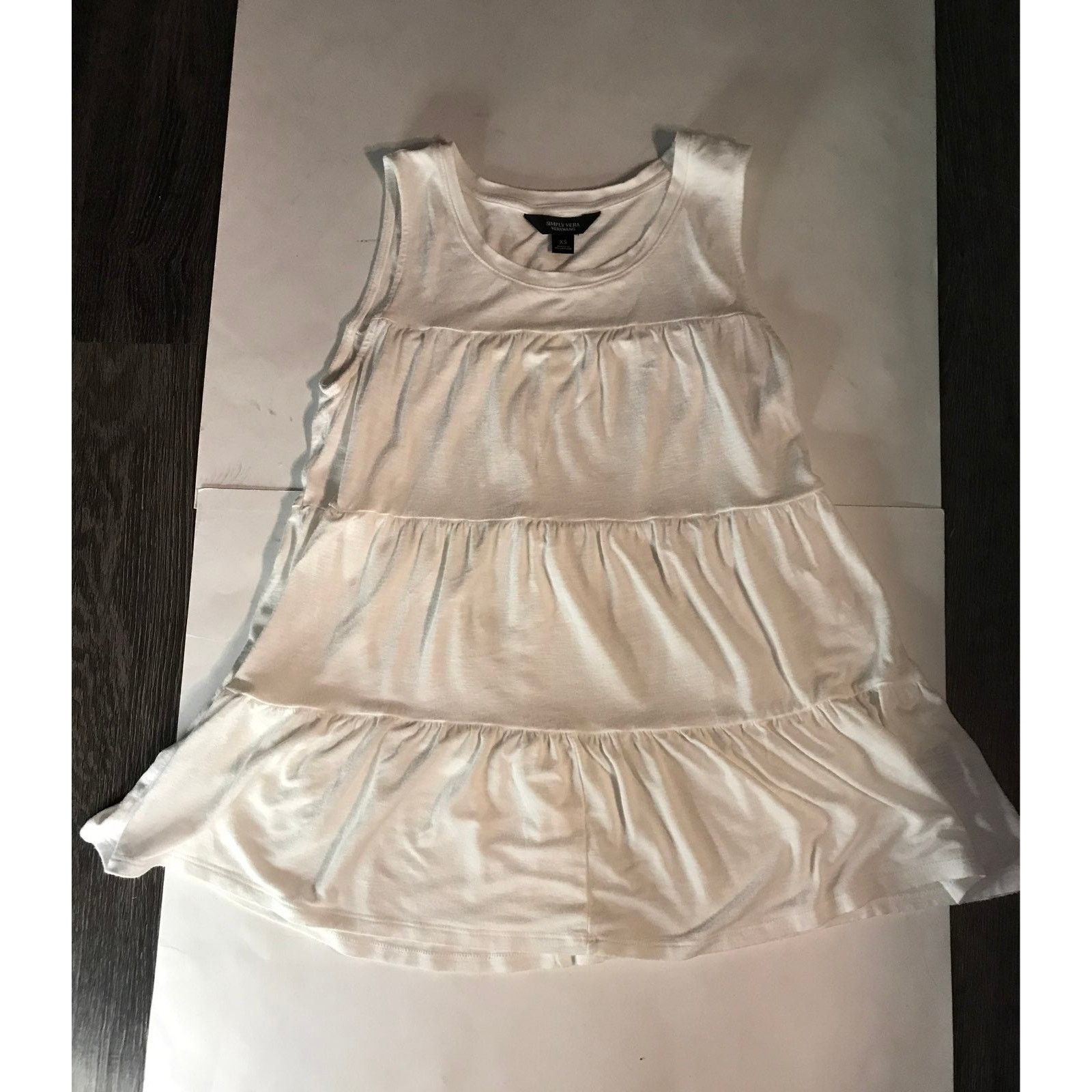 Vera Wang Simply Vera Wang White Tiered Tank Top XS Summer Size XS / US 0-2 / IT 36-38 - 6 Thumbnail