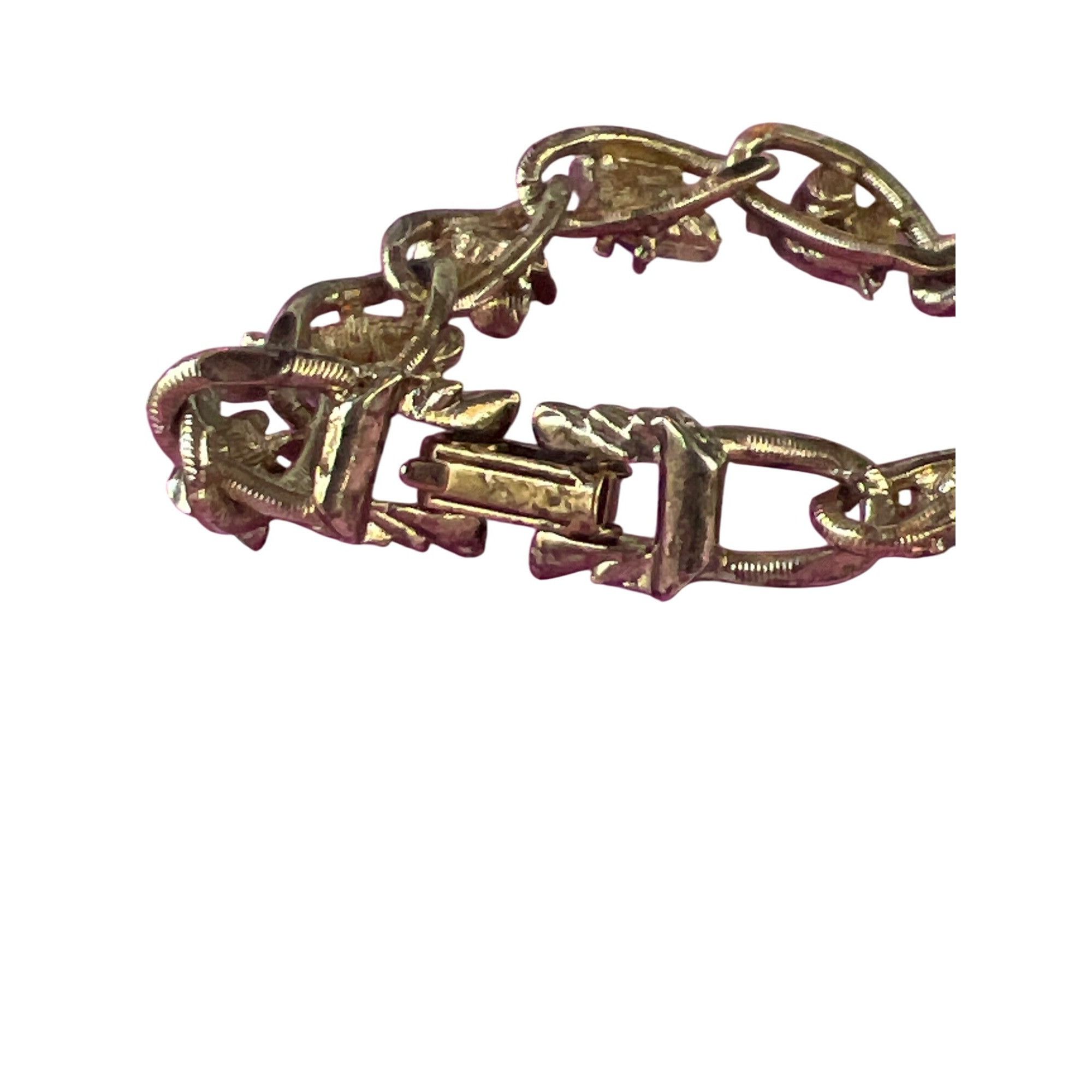 Other Vintage Gold Tone Multi Acrylic Rhinestone Link Bracelet Fol Size ONE SIZE - 4 Thumbnail