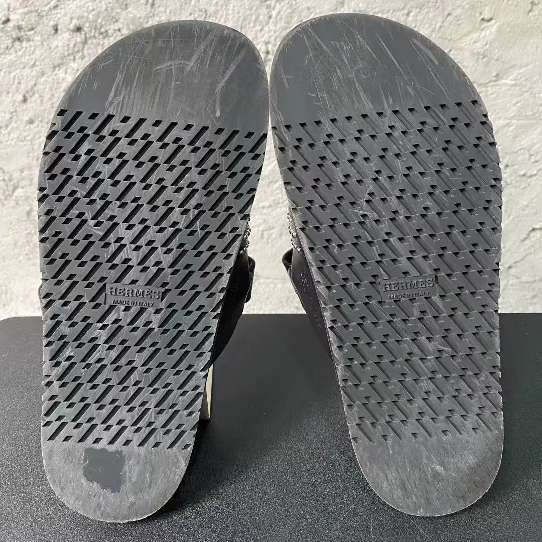 Hermes Hermes Black Silver Rivet H Slide Size US 32 / EU 48 - 7 Thumbnail
