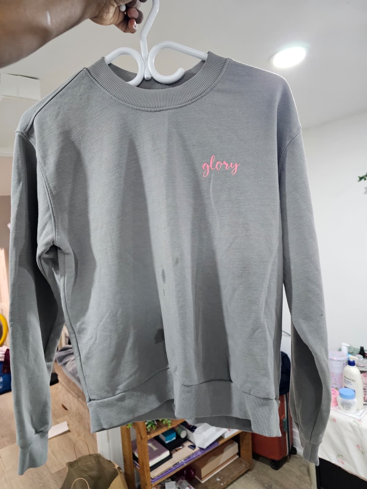 Other Zudio Cropped Ribbed Hem Sweatshirt - Taupe Grey Size M / US 6-8 / IT 42-44 - 3 Thumbnail