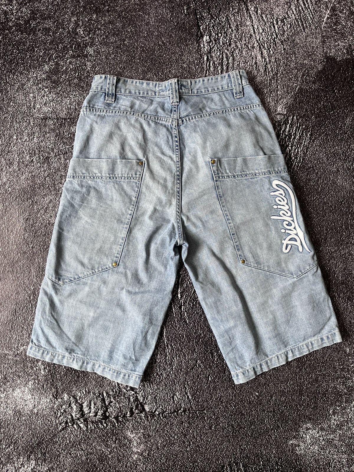 Dickies Vintage dickies denim rap shorts big logo embroidered | Grailed