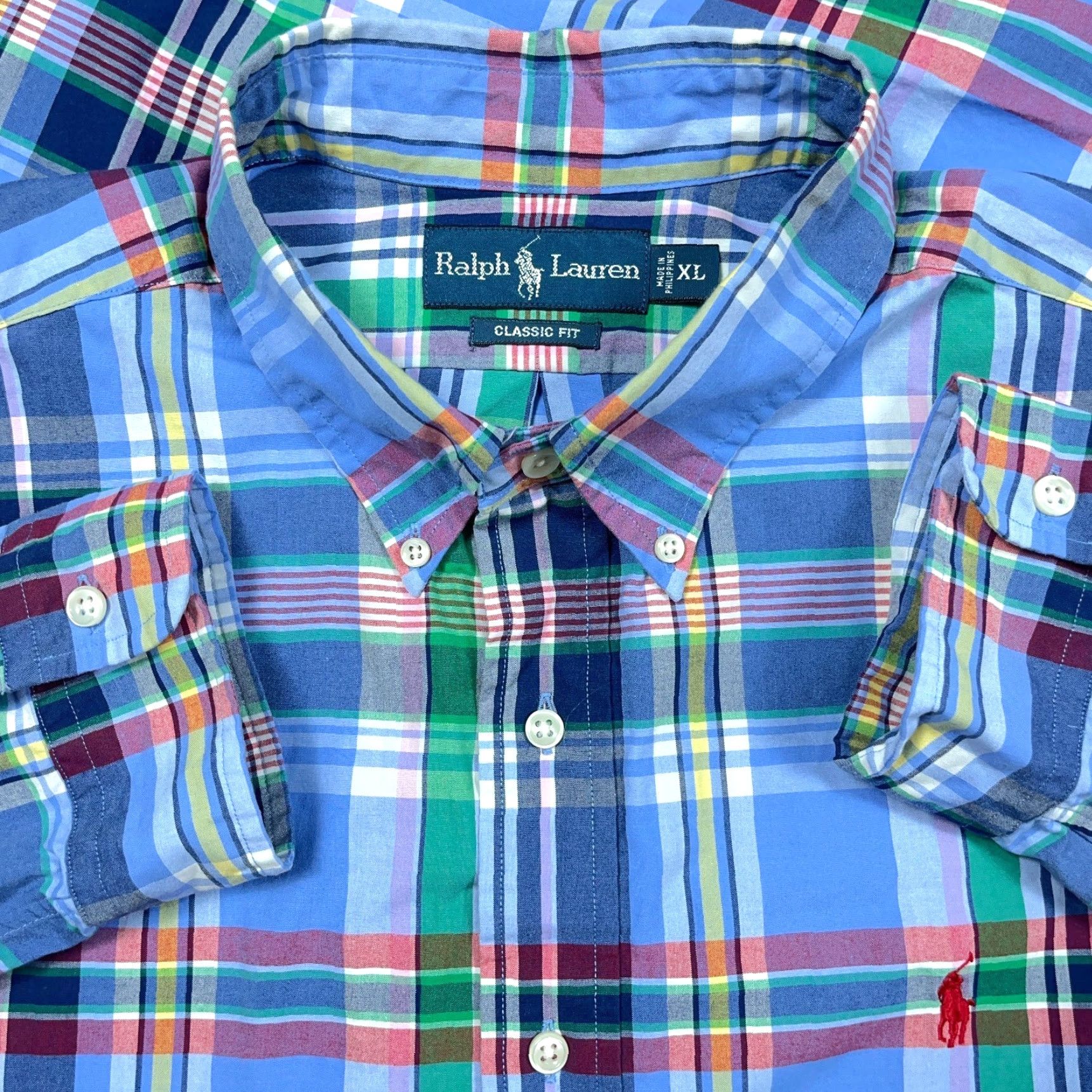 Ralph Lauren Ralph Lauren Shirt Men XL Classic Fit Blue Red Tartan Plaid Button Up Poplin Size US XL / EU 56 / 4 - 2 Thumbnail