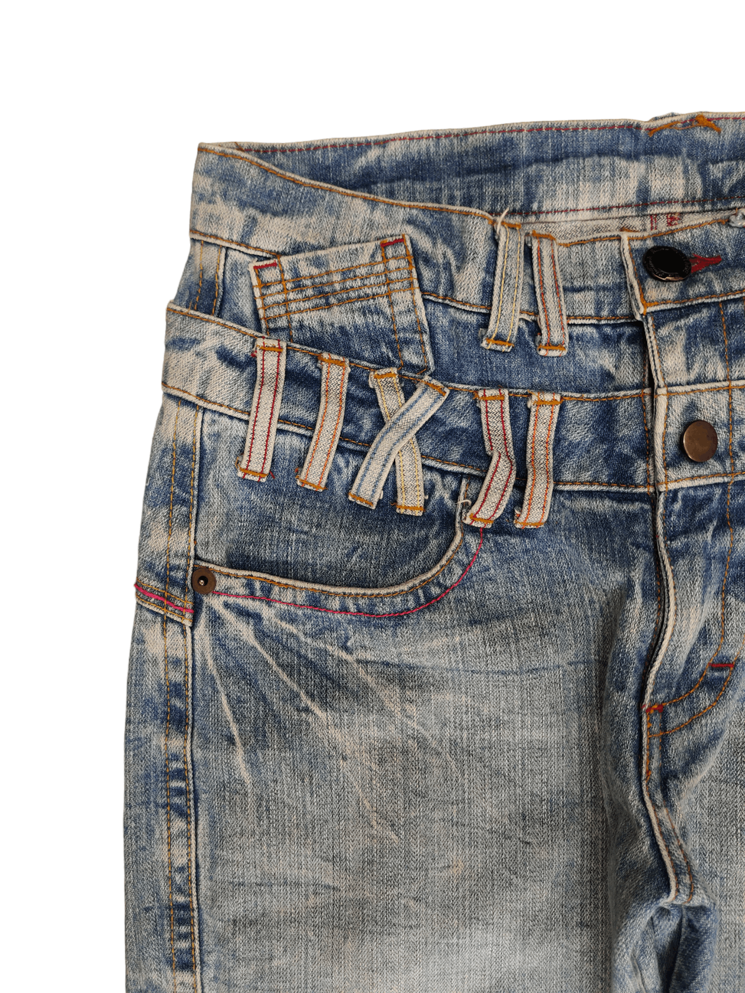 Japanese Brand Vintage 90s Japan Love & Peace Double Waist Clawmark Jeans Size US 31 - 12 Thumbnail