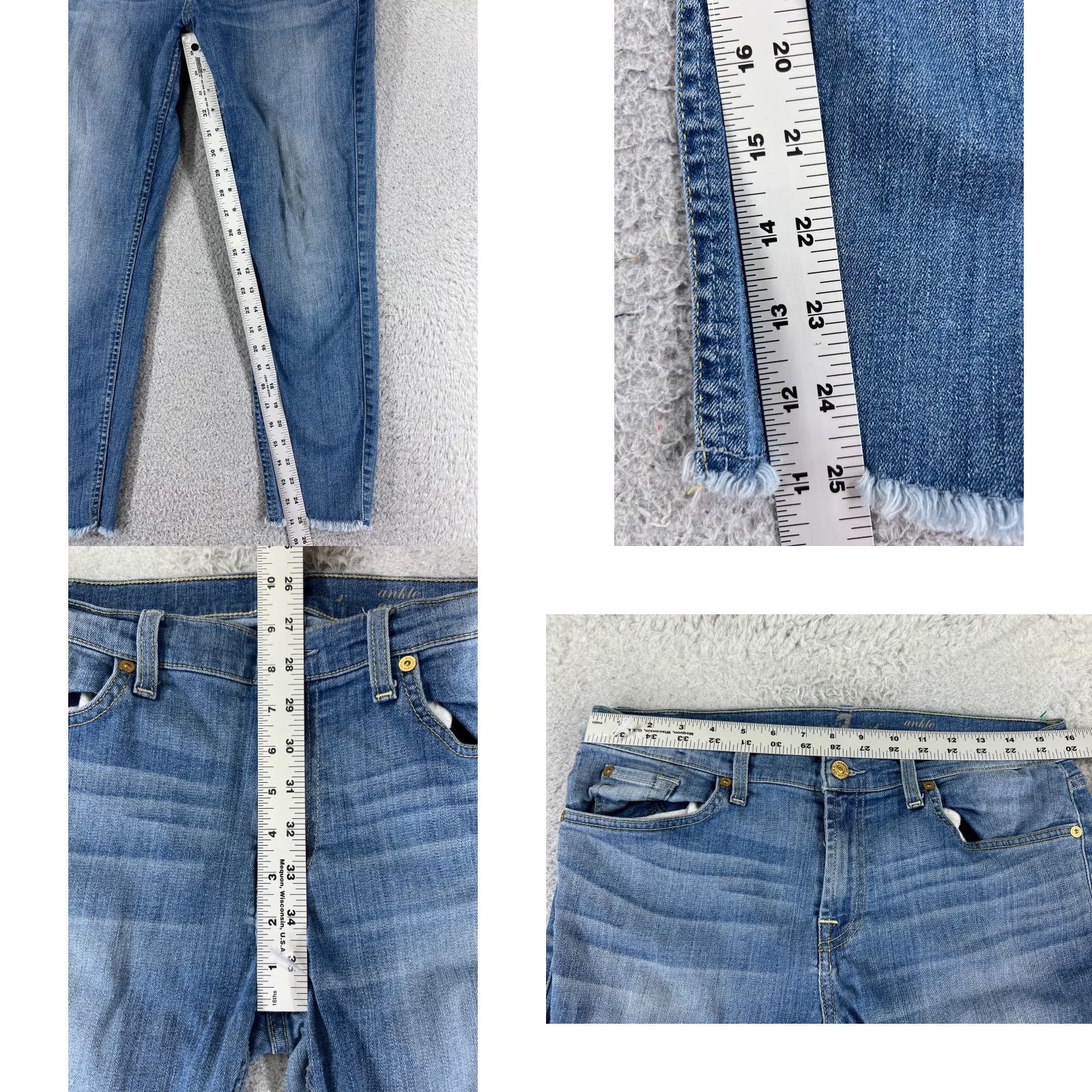 7 For All Mankind 7 For All Mankind Jeans Womens 31 Blue Denim Ankle Cotton 30x25 Regular Zip Pocket 5-Pocket Solid Color 30 Waist Inseam 25 Size 24" / US 00 / IT 34 - 8 Thumbnail