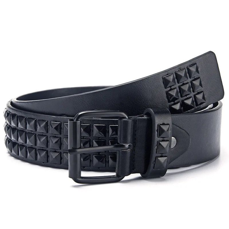 Leather All Black Leather Rivet Belt Size ONE SIZE - 1 Thumbnail