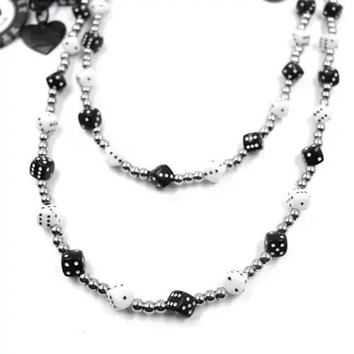Jewelry Black White lucky Dice Baccarat Pearl Pants Chain Size ONE SIZE - 3 Thumbnail