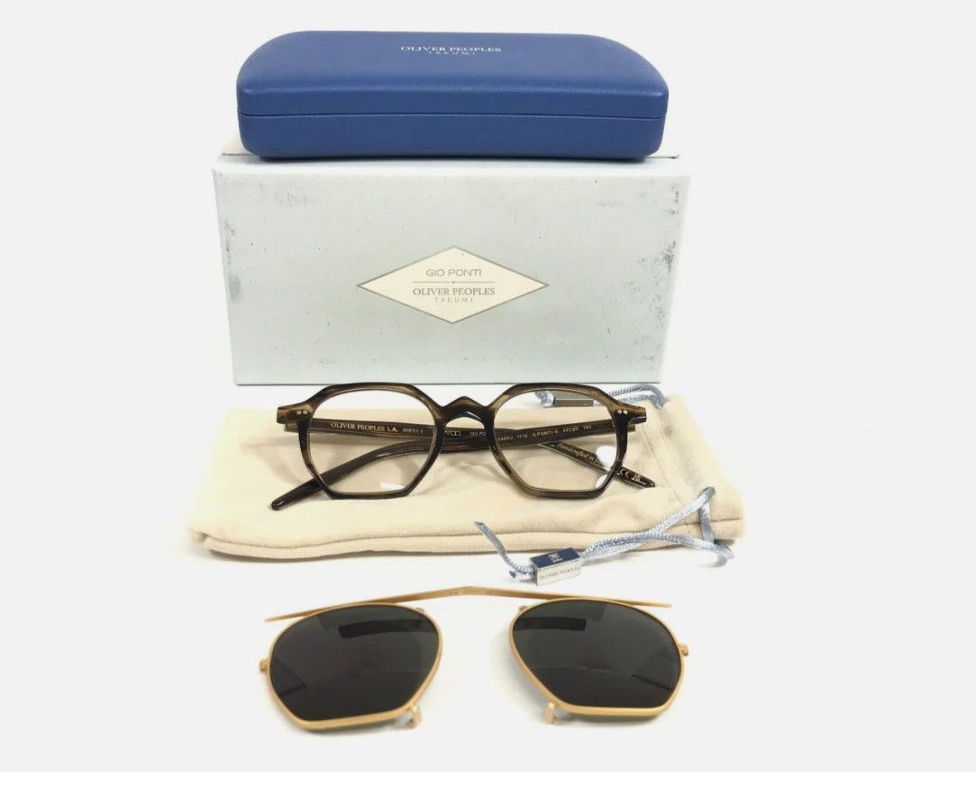 Oliver Peoples Gio. PONTI - 5 Geometric Eyeglasses 47mm+ Clip-on Size ONE SIZE - 10 Thumbnail