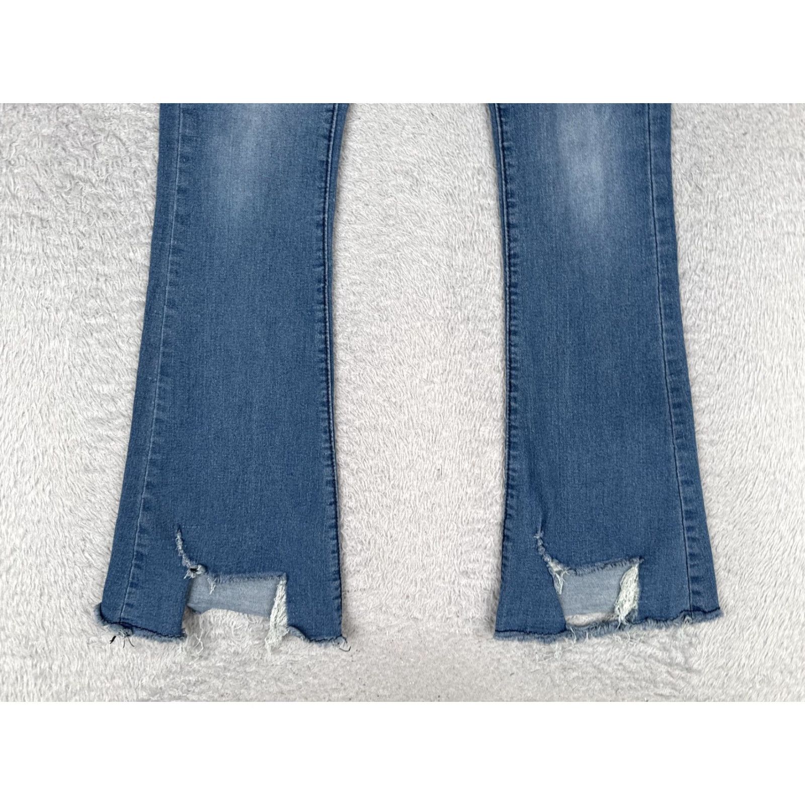 Vintage Pastel Jeans Jeans Juniors 5/6 Blue High Rise Distressed Stretch Flare 90s Womens Size 28" / US 6 / IT 42 - 2 Thumbnail