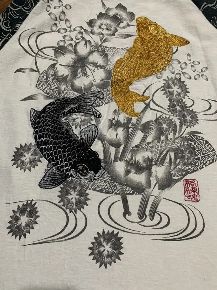 Japanese Brand Karakuri Tamashi multi pocket sukajan tatto koi L/S shirt Size US XXL / EU 58 / 5 - 7 Thumbnail