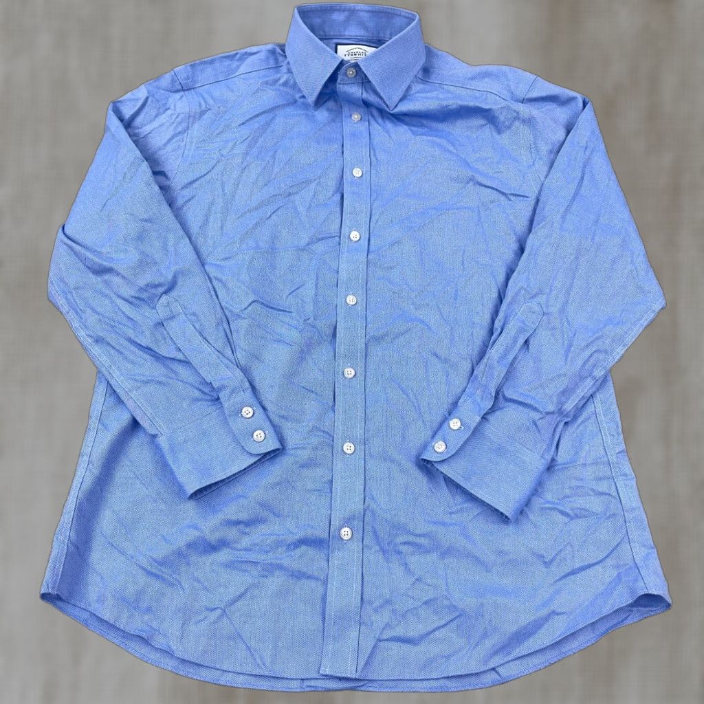 Charles Tyrwhitt Charles Tyrwhitt Shirt Men 16.5 33 Blue Button Up Slim Fit Oxford Cloth Dress A9 Size 42R - 1 Thumbnail