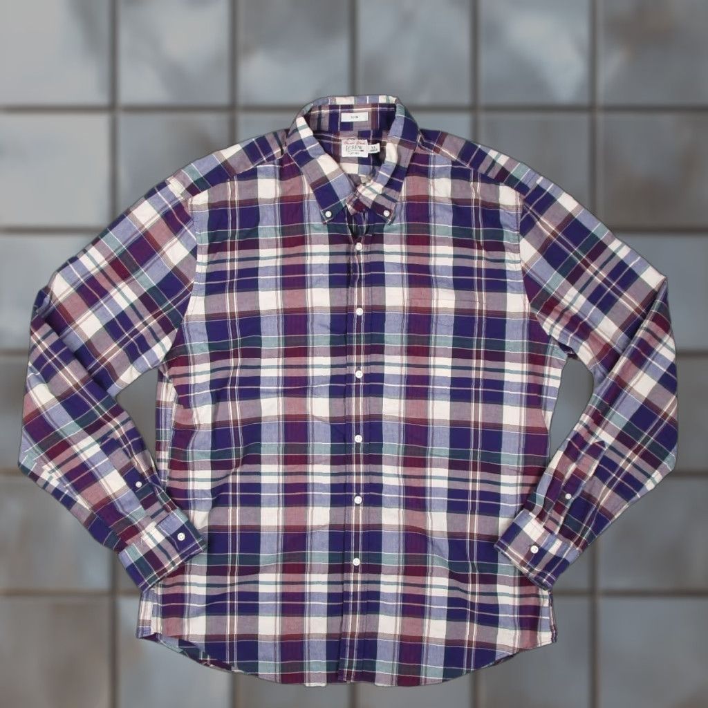 J.Crew J.Crew Secret Wash Slim Fit Plaid Button Down Shirt Mens XL Purple BN127 Oarsman Size US XL / EU 56 / 4 - 1 Thumbnail