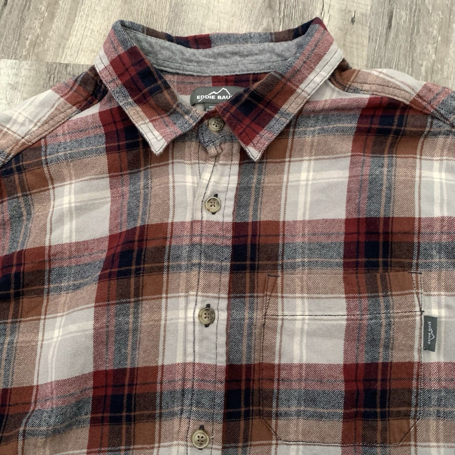 Eddie Bauer Eddie Bauer Flannel Shirt Mens XL Gray Red Plaid 100% Cotton Relaxed Fit Button-Up Size US XL / EU 56 / 4 - 3 Thumbnail