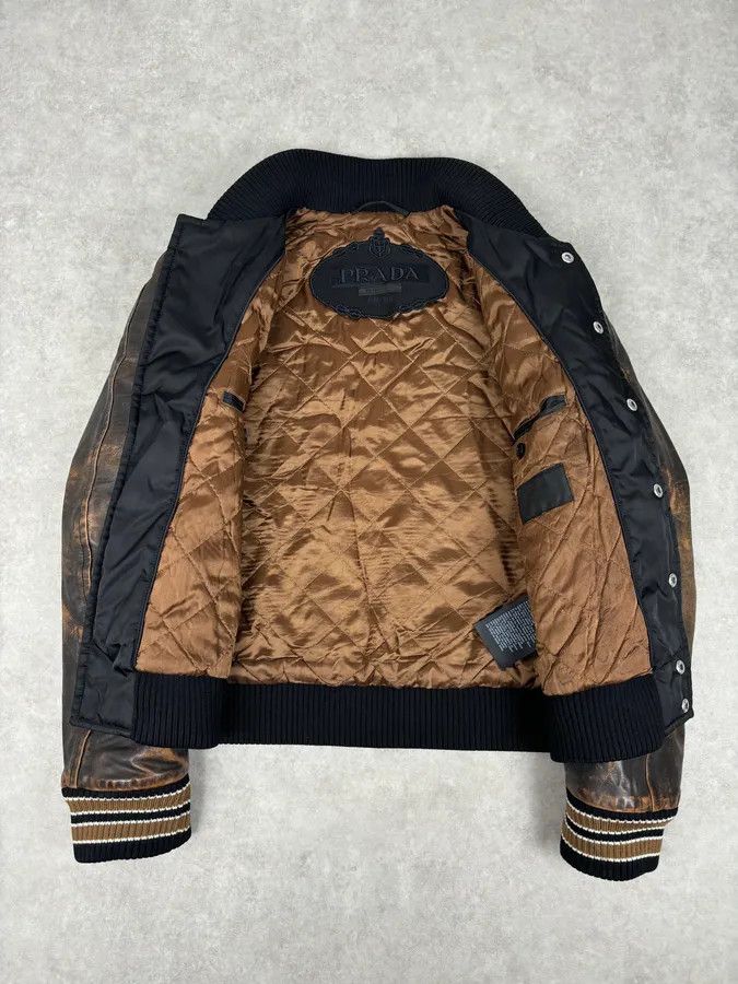 Prada FW2018 Prada Black Leather Varsity Bomber Jacket Size US S / EU 44-46 / 1 - 7 Thumbnail