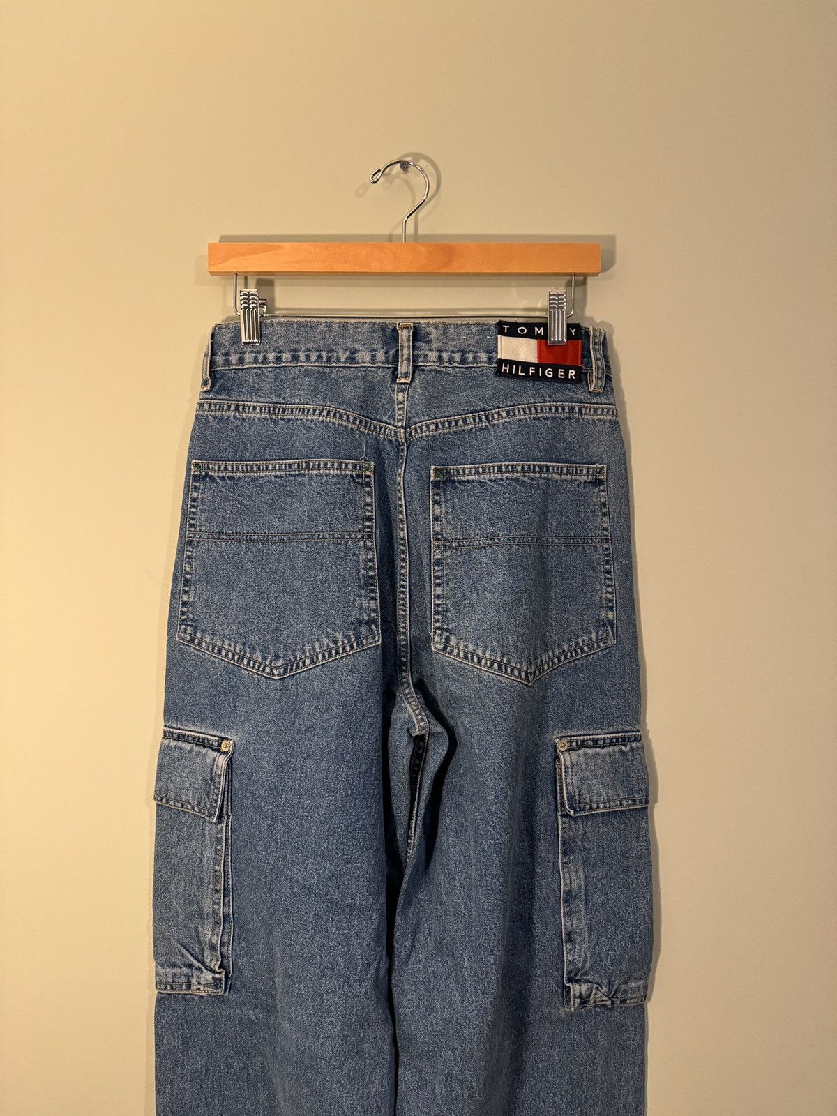 Tommy Hilfiger Vintage Denim Cargo Pocket Jeans Skater Baggy ERD Grunge Size US 29 - 5 Thumbnail