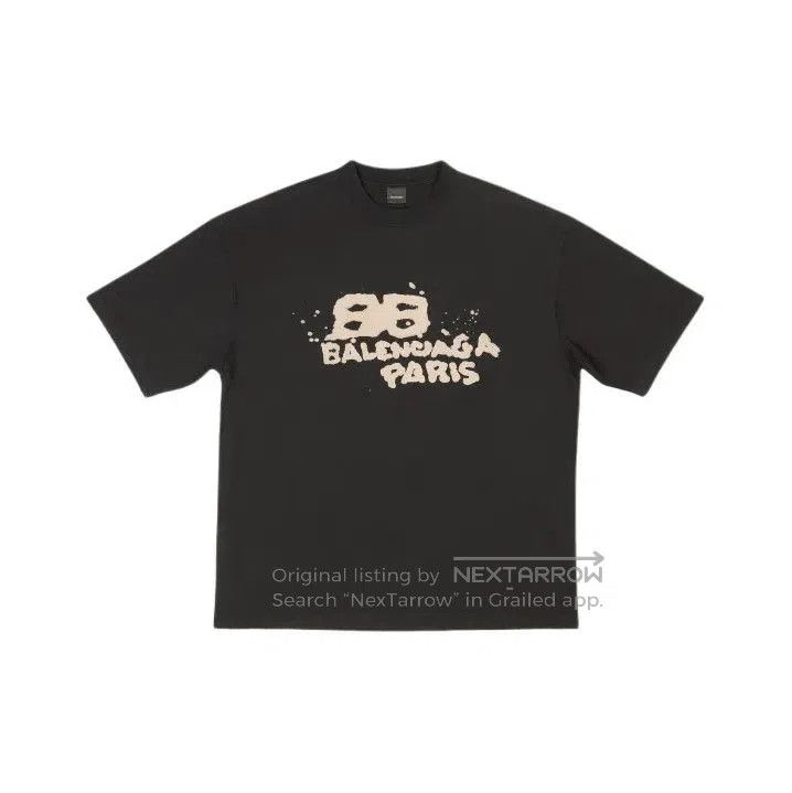 Balenciaga Black Graphic Print Short Sleeve T.