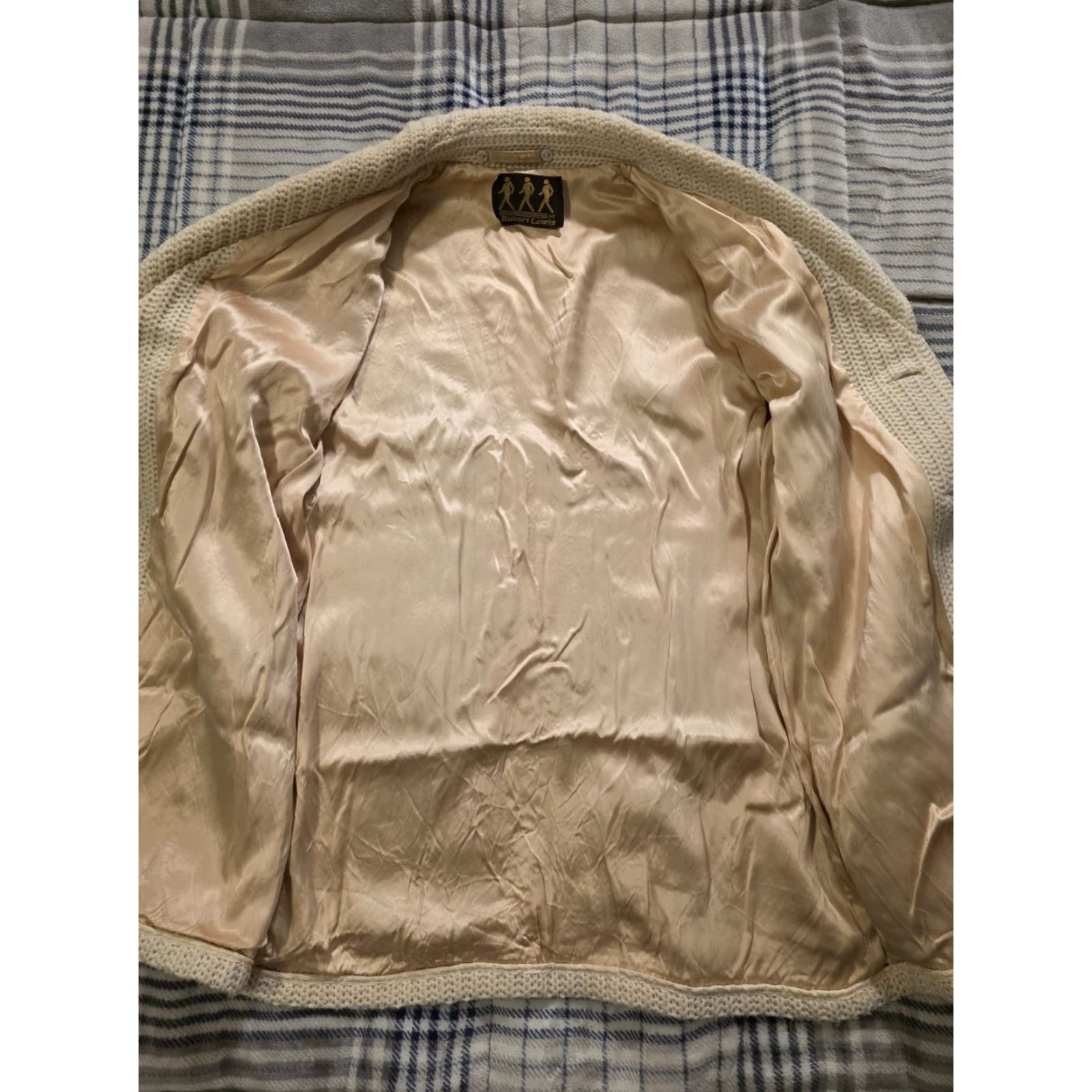 Vintage VINTAGE 1970s Robert Lewis Shawl Collar Cardigan Jacket Satin Lined Men's Size 44 Ivory Casual Mens Size US XXL / EU 58 / 5 - 3 Thumbnail